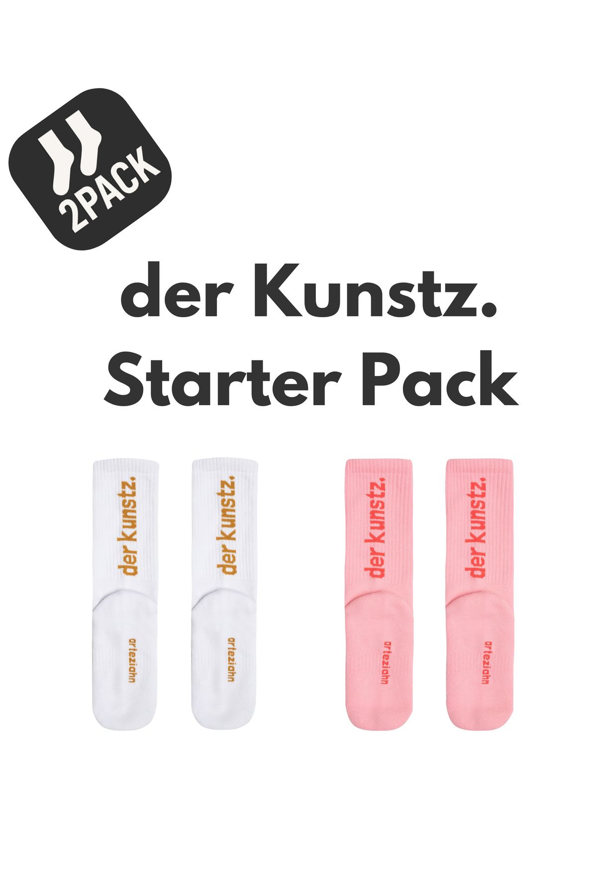 Arteziahn der Kunstz. 2PACK Pembe, Off-White/Gold Unisex Spor & Lifestyle Havlu Taban çorap (2 adet)