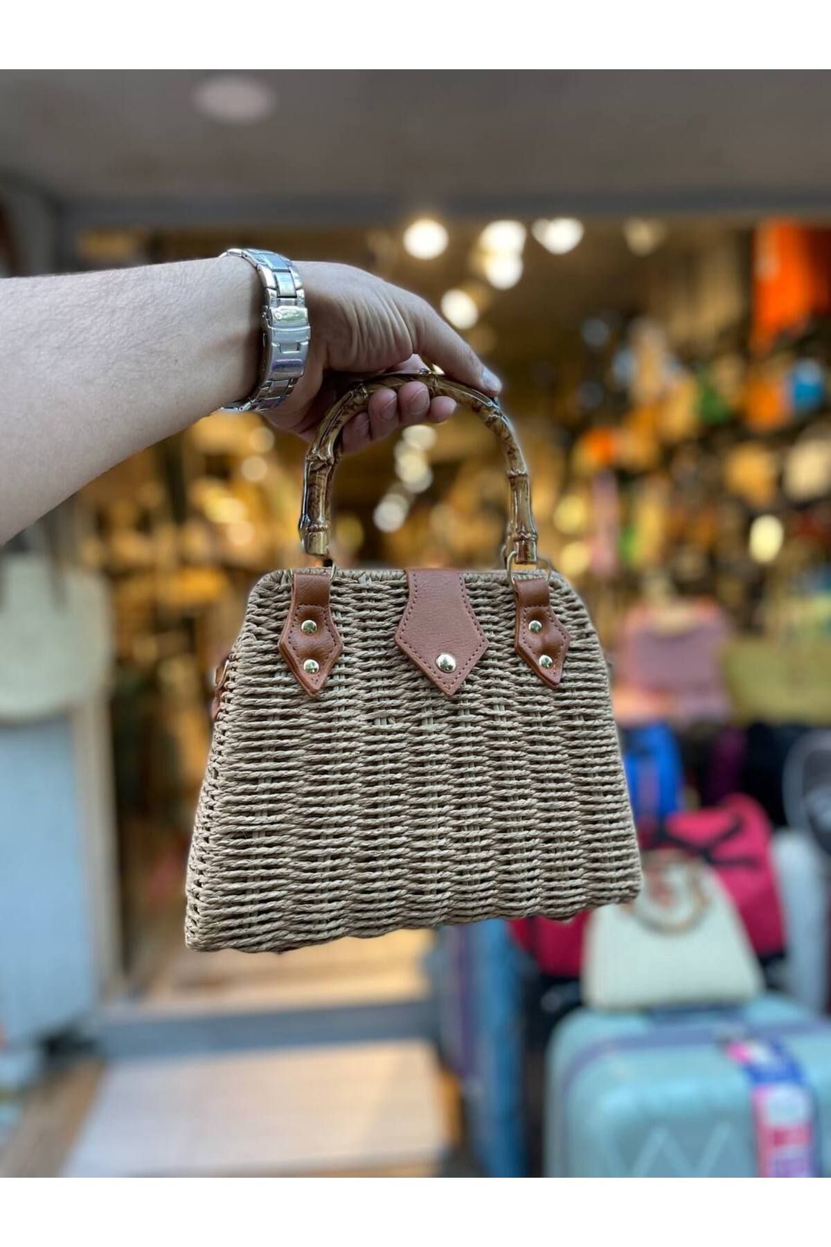 shop İthal Hasır Kol Çanta