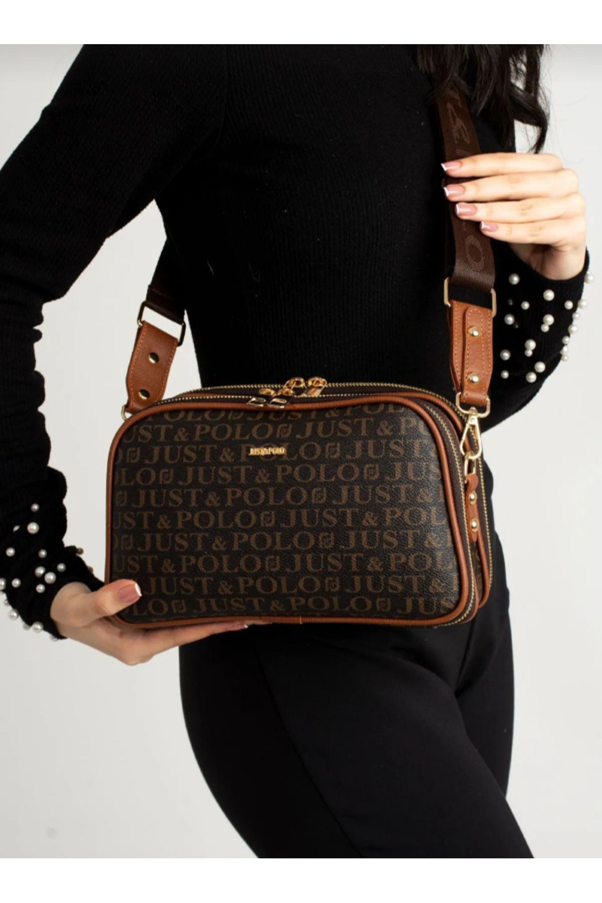 eflanmoda just polo 5 bölmeli kadın omuz ve çapraz çanta