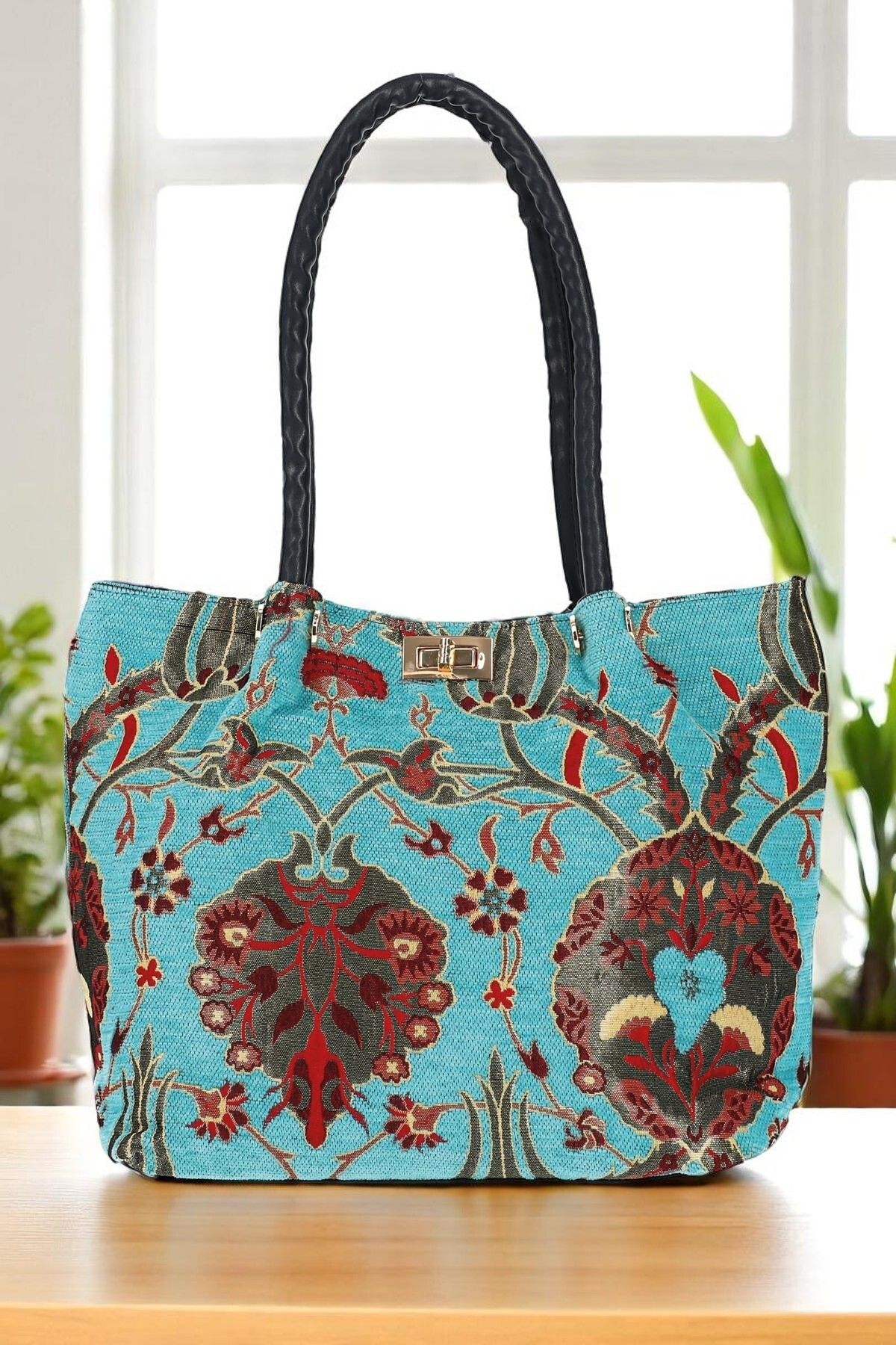 MODA Otantik Şönil Etnik Desenli Askılı Kadın El Omuz Çanta