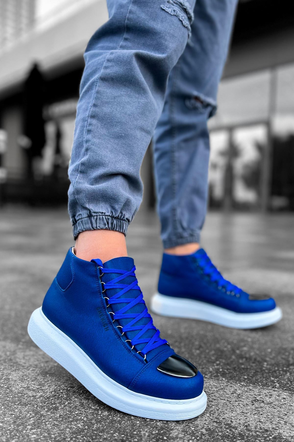 devrialemshoes CH267 CBT Roma Mirror Erkek Bot MAVI