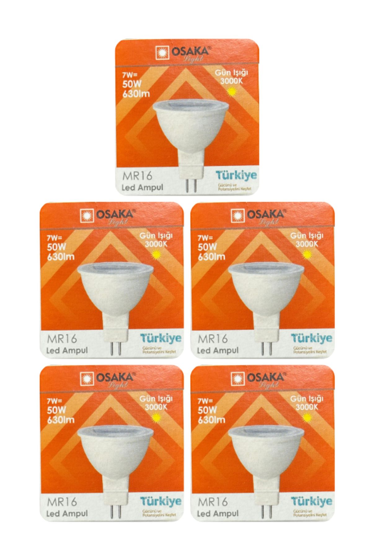 Osaka (5 Adet) Osaka 7W (50W) Sarı Işık (3000K) G4 Duylu (İğne Bacak) Led Çanak Ampul