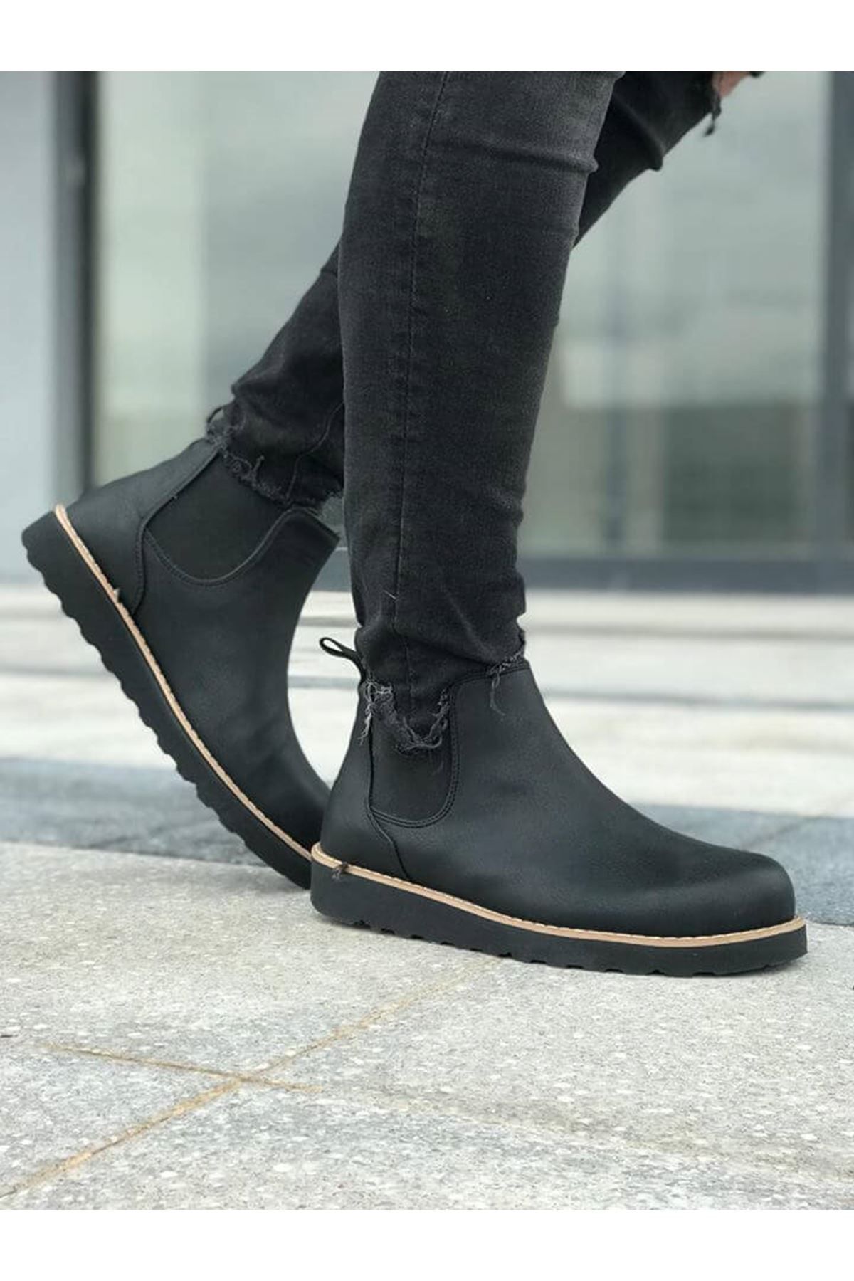 devrialemshoes CH045 CST Chealse Erkek Bot SIYAH
