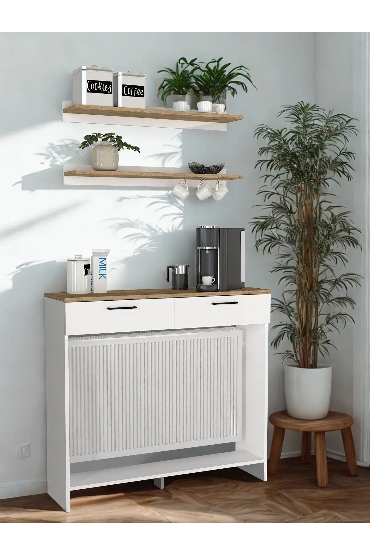 BBF Furniture 1. Kalite MDF Kahve Köşesi – Modern & Şık Mini Mutfak Ünitesi