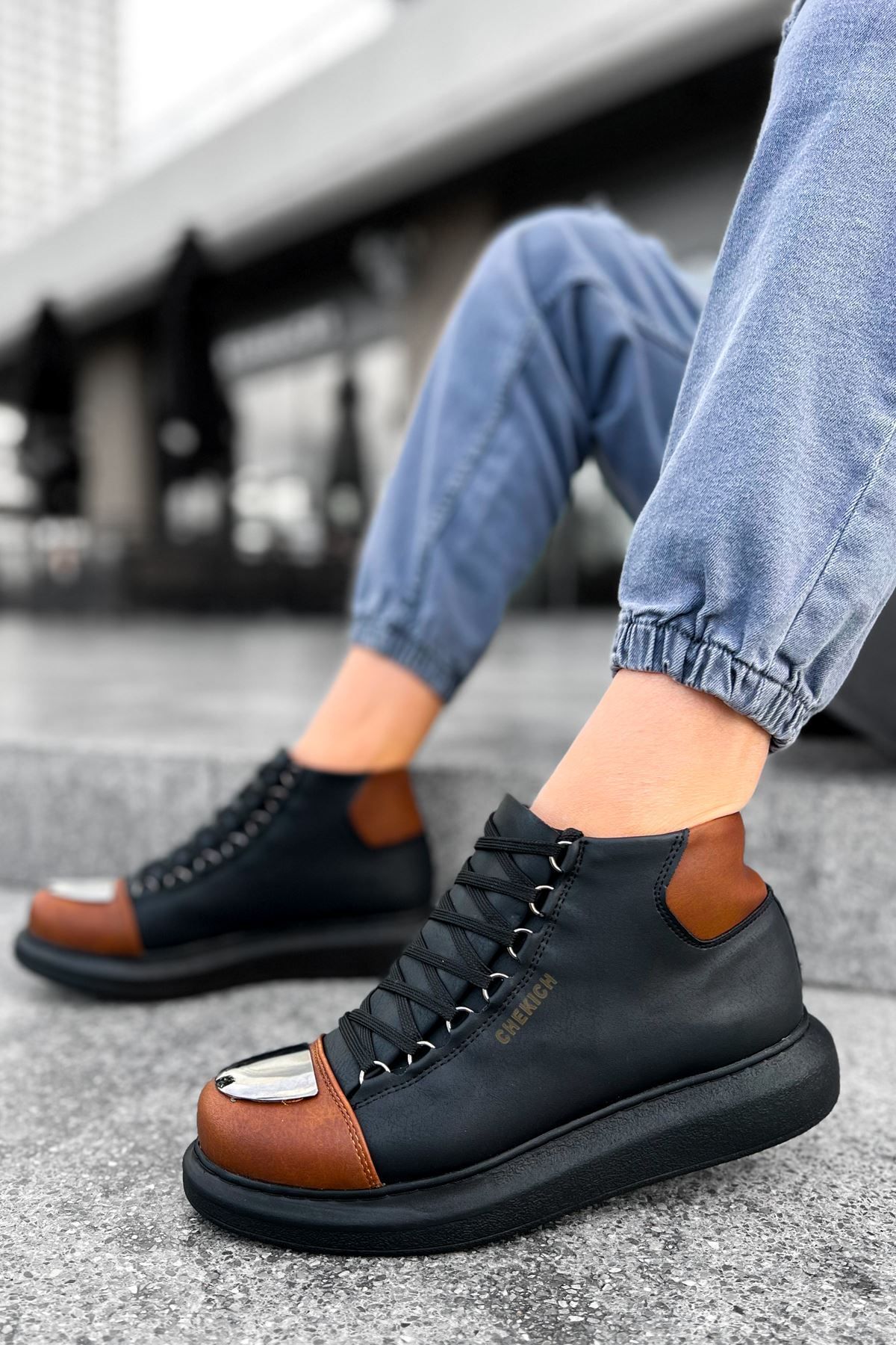 devrialemshoes CH267 GST Roma Mirror Erkek Bot SIYAH/TABA