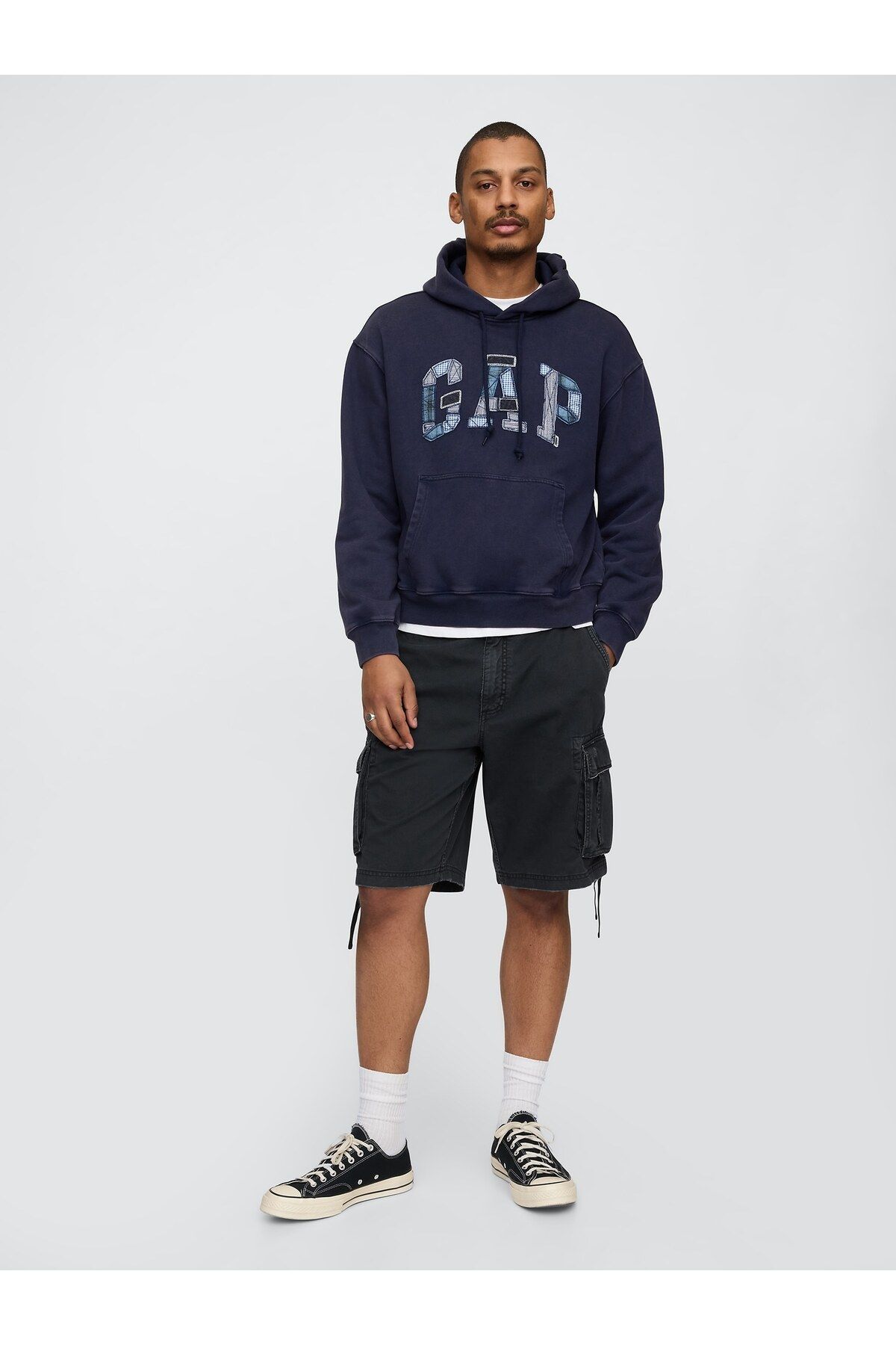 GAP Erkek Siyah Twill Kargo Baggy Şort