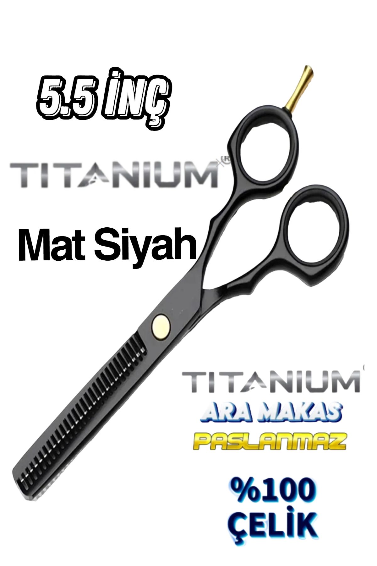 ESENLİWE Çubuklu Mat Siyah Ara Makas Makas Özel Berber Kuaför 5.5 inç