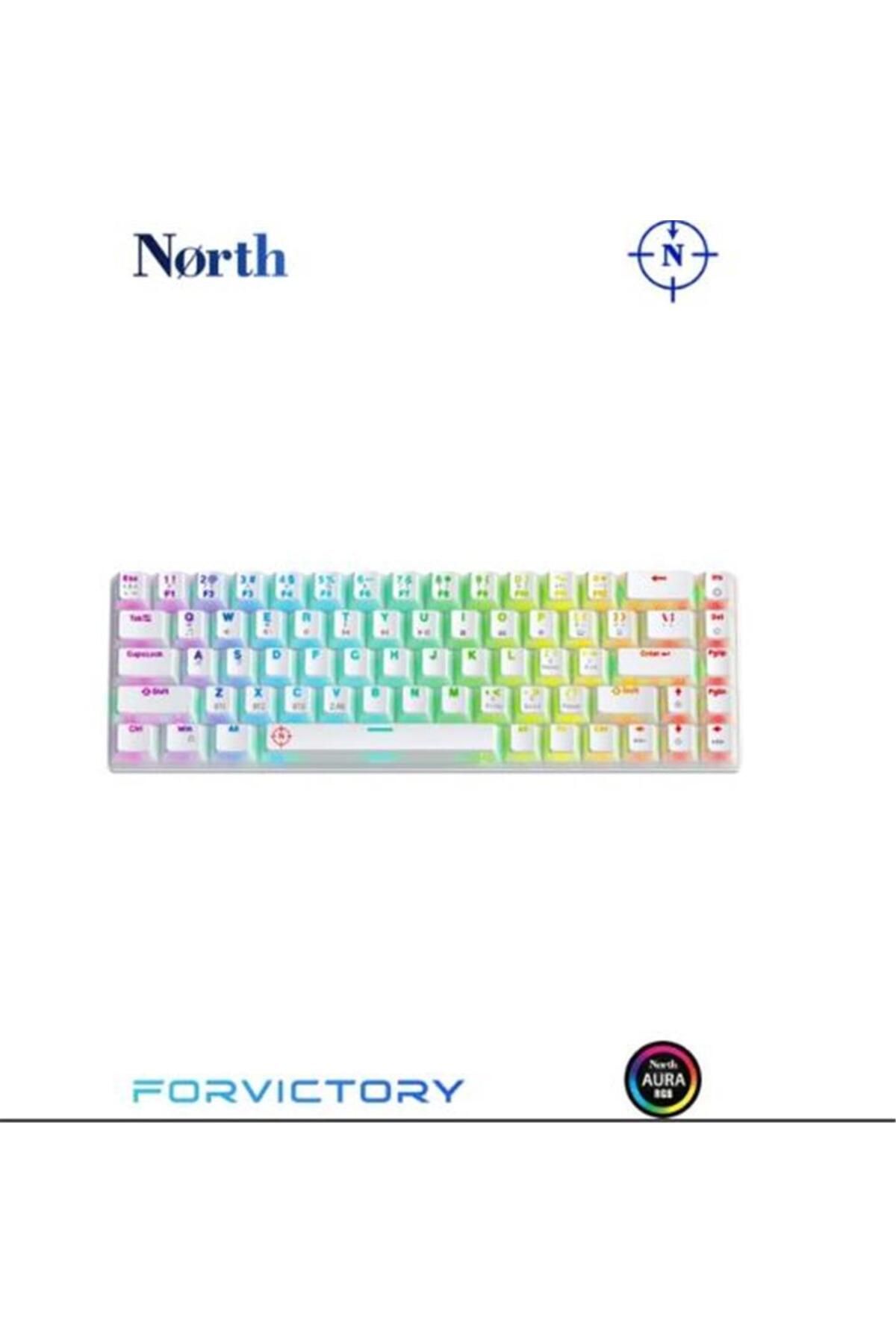 North Odin Pro WL68 LightCore Kablosuz Bluetooth RGB Red Switch Türkçe Beyaz Mekanik Gaming Klavye