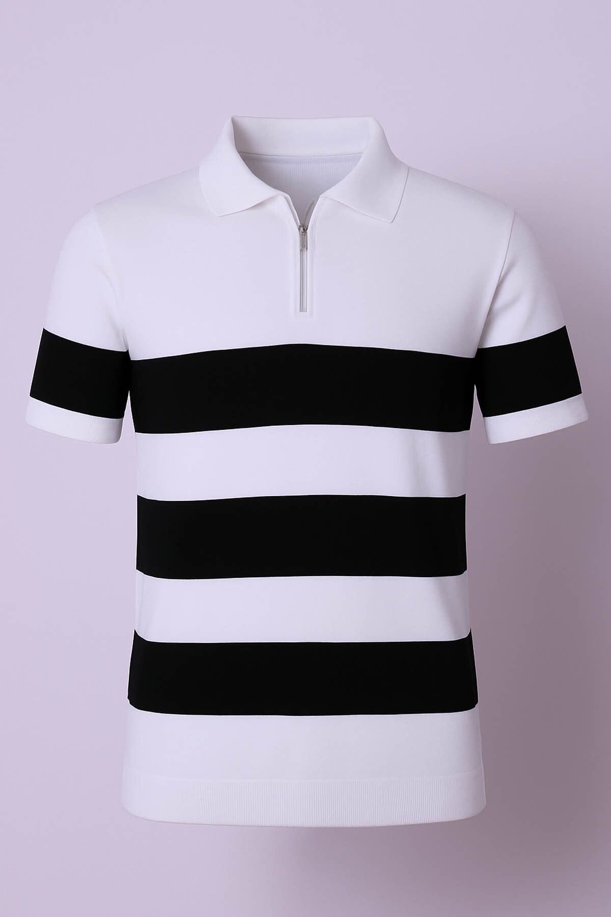 trender Yarım Fermuarlı Beyaz Erkek Polo Yaka T-shirt 106-4002