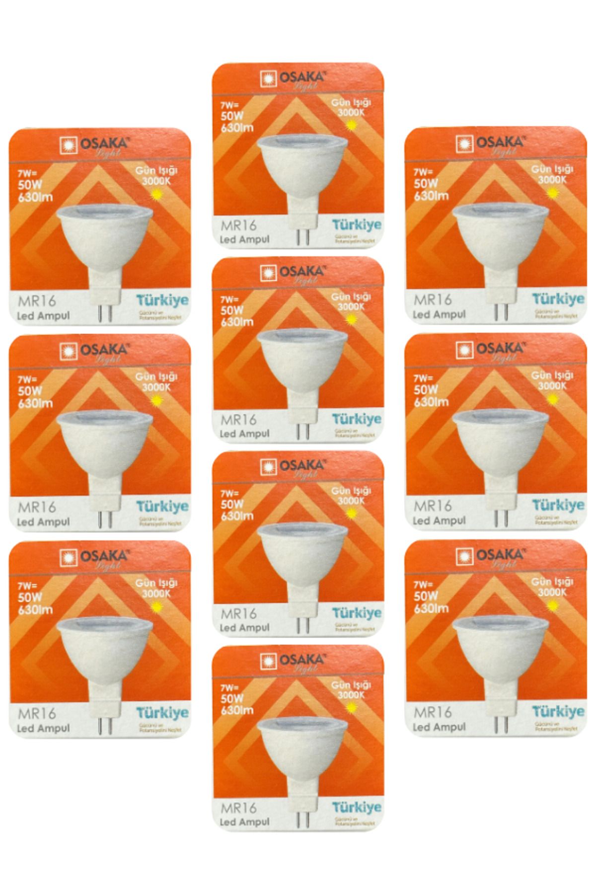 Osaka (10 Adet) Osaka 7W (50W) Sarı Işık (3000K) G4 Duylu (İğne Bacak) Led Çanak Ampul