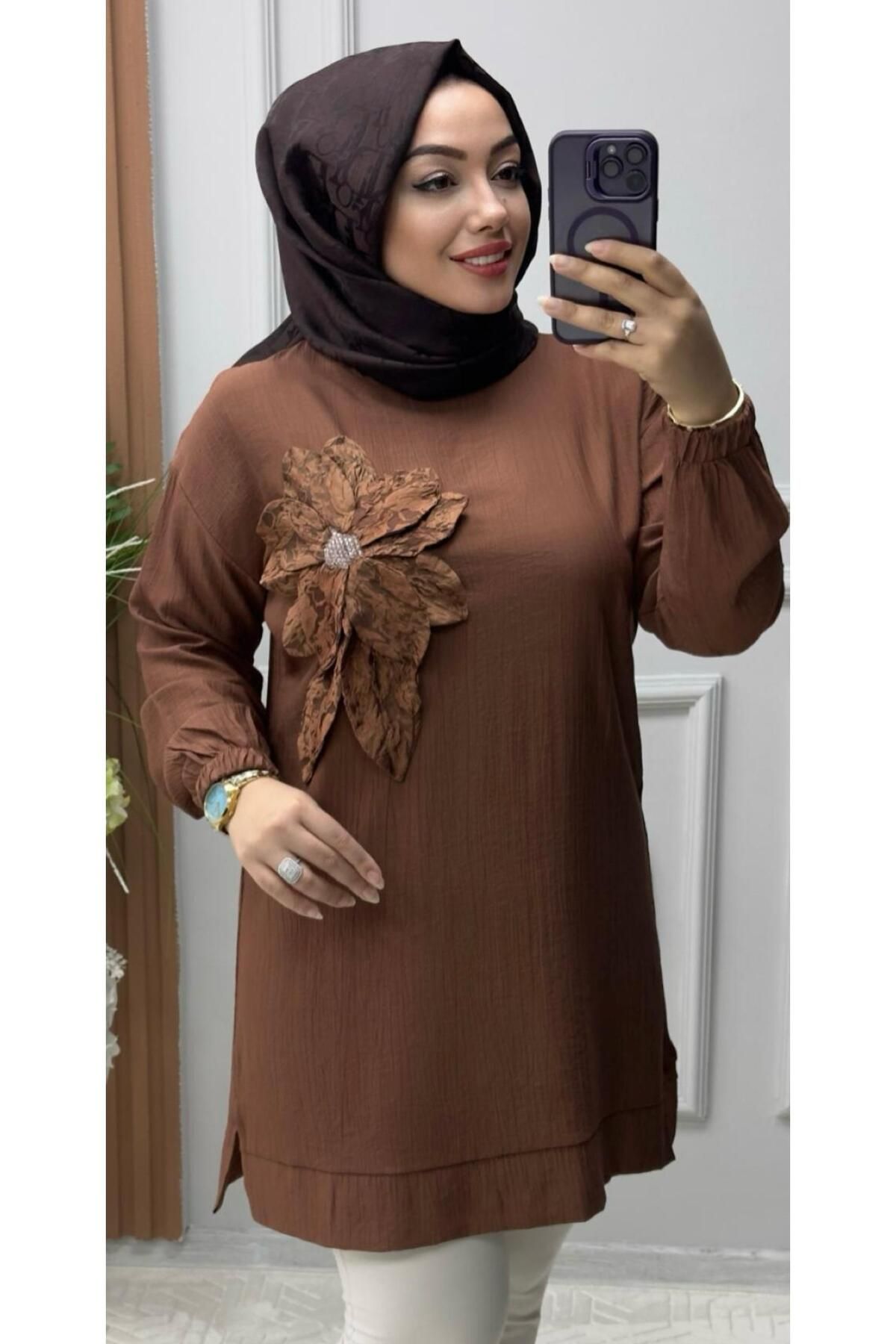 Ebrarengiz Moda SARDUNYA ÇİLEK KETEN KADIN GÖMLEK