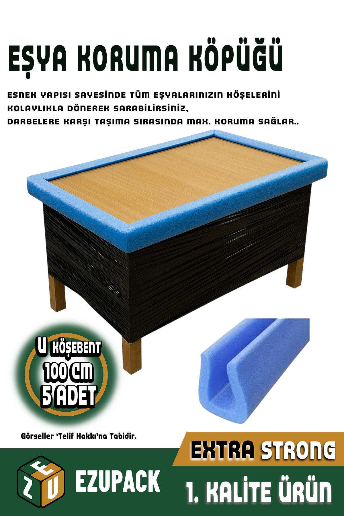 ASTOR AMBALAJ 5 Adet 100cm Eşya Mobilya Köşe Koruma Köpüğü Ambalaj Taşıma Taşınma Kolisi Köşebent Malzemesi
