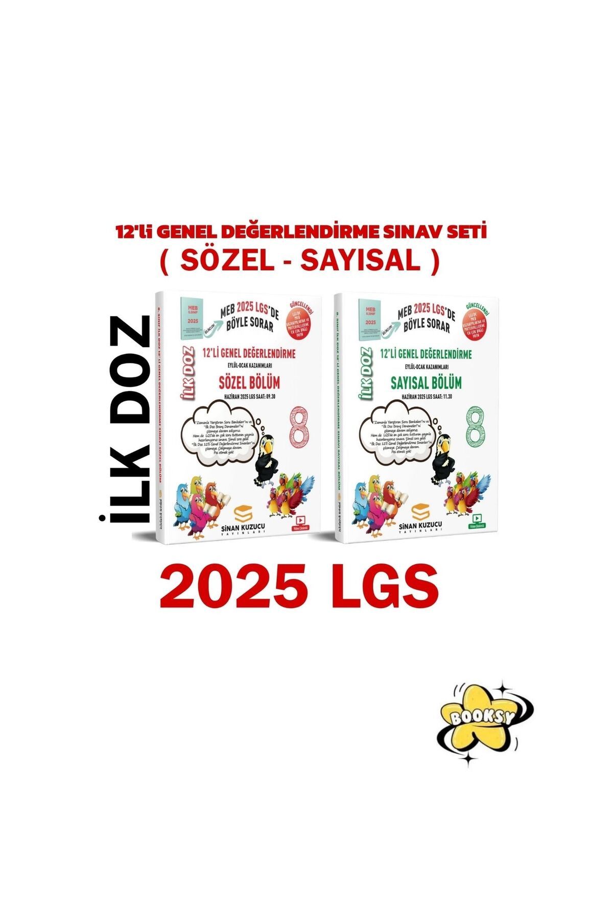 SİNAN KUZUCU YAYINLARI 8. Sınıf İlk Doz 12'li Genel Değerlendirme Sınav Seti ( SAYISAL + SÖZEL ) - BOOKSY