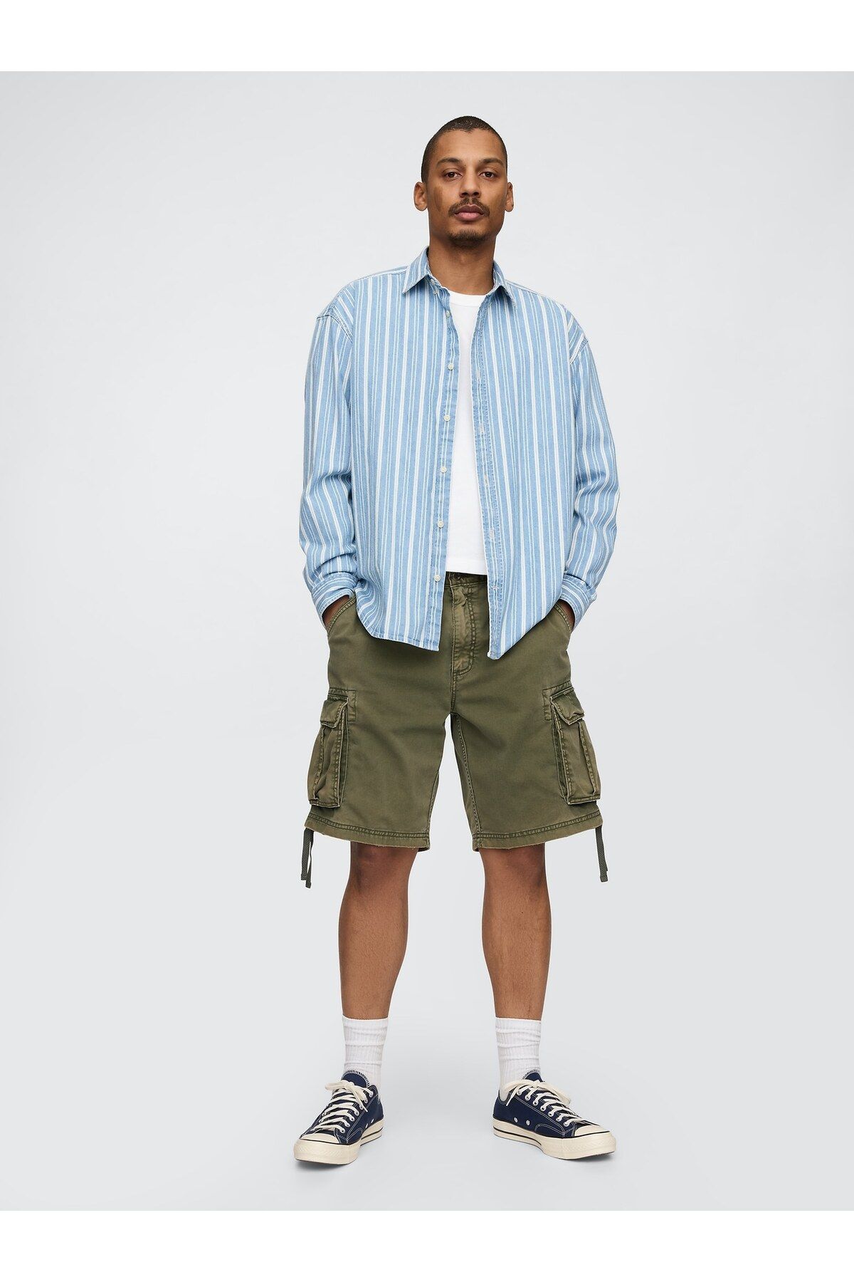 GAP Erkek Haki Twill Kargo Baggy Şort