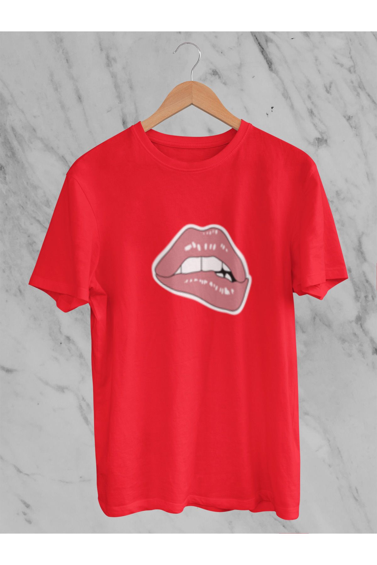 MG DUDAK BASKILI KADIN BİSİKLET YAKA PAMUKLU OVERSIZE KALIP KISA KOLLU T-SHIRT