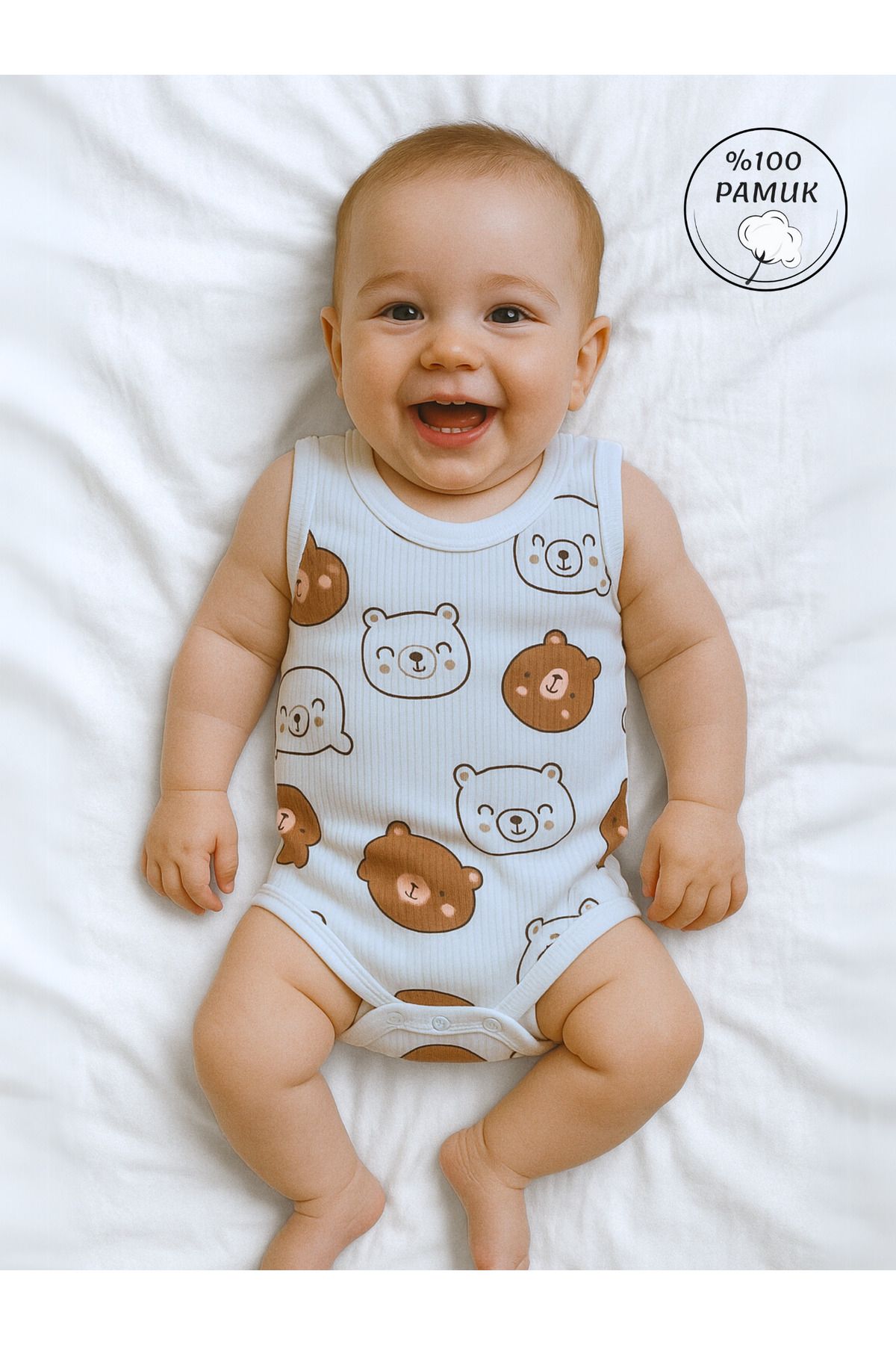 GizaKids %100 Pamuklu Erkek Bebek Çıtçıtlı Body Zıbın