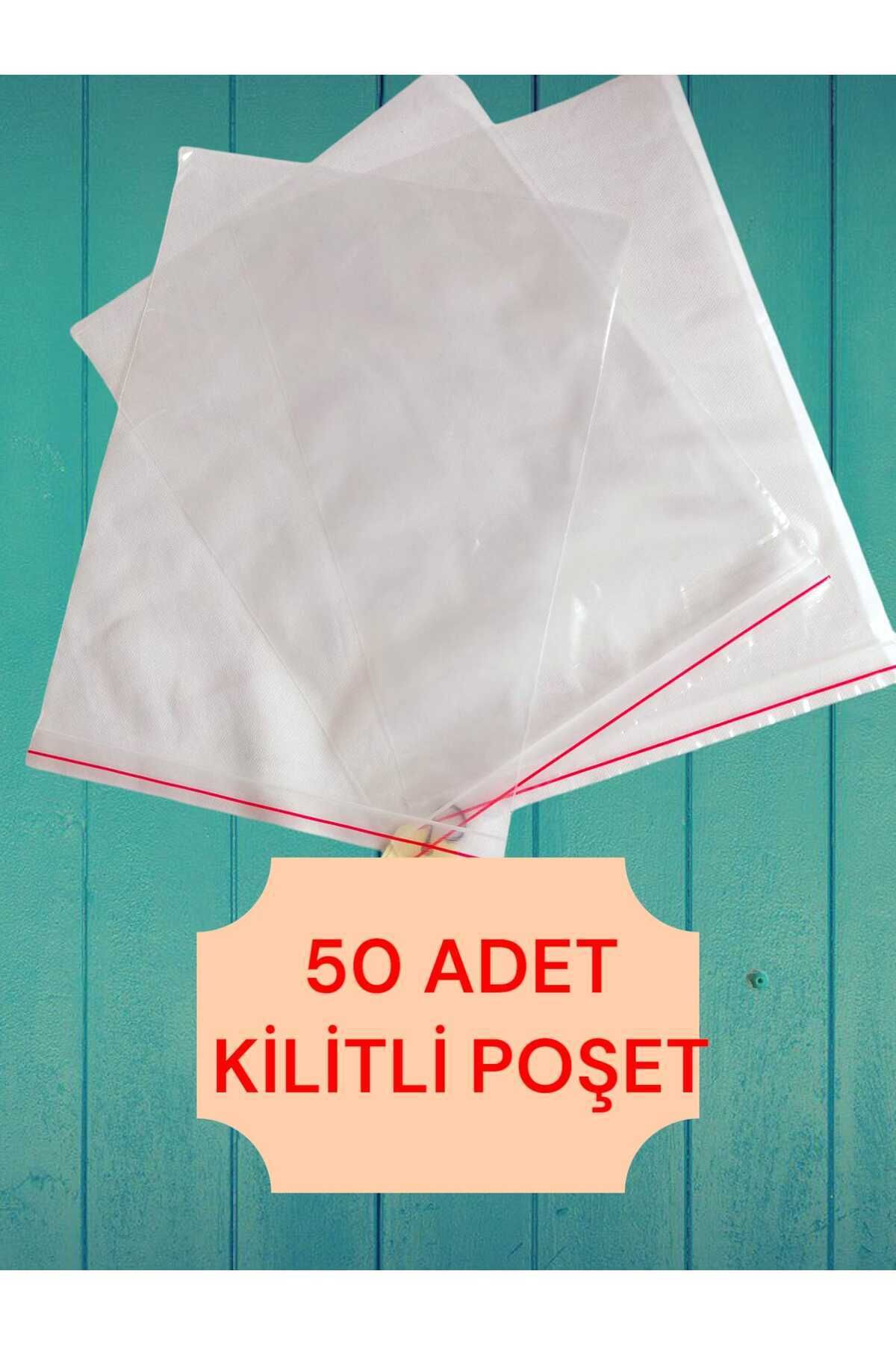 Mikasso 50 ADET KİLİTLİ POŞET TORBA ŞEFFAF BUZDOLABI KINA ÇEREZ KURUYEMİŞ HEDİYE NAYLONU POŞETİ 19x25 24,5 x