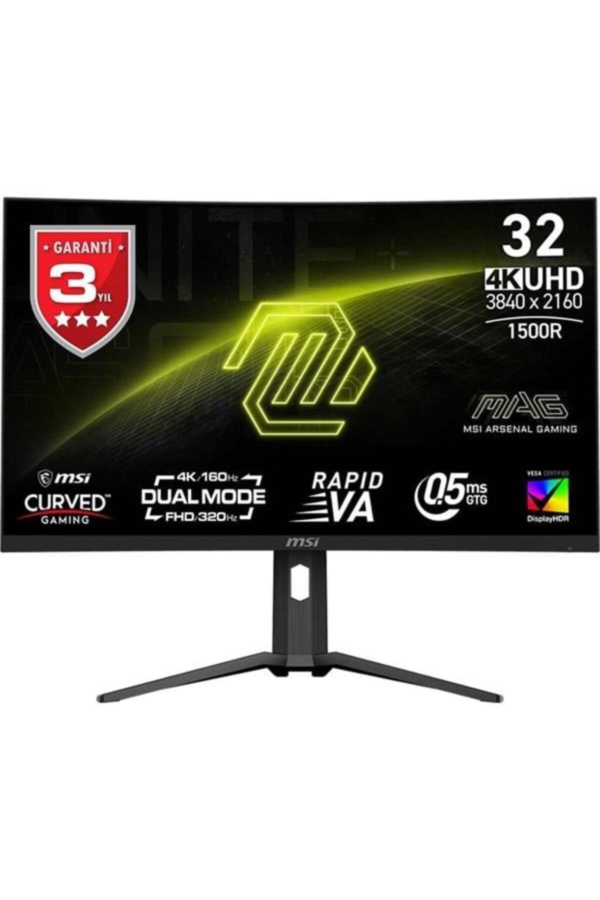 MSI 31.5" VA MAG 321CUPDF 0.5MS 160HZ HDMI-DP KAVISLI GAMING MONİTÖR 3840X2160