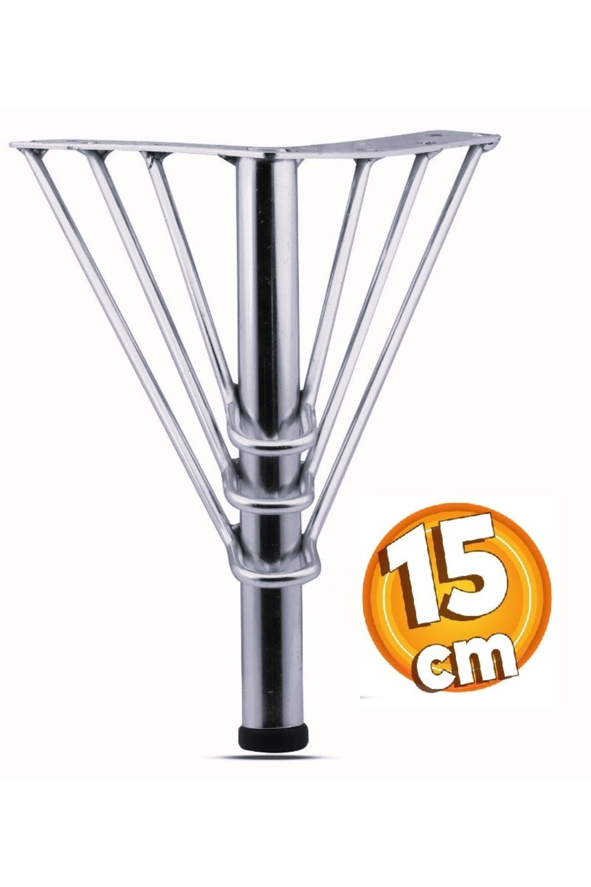 Mikasso Telli Lüks Mobilya Kanepe Sehpa Tv Ünitesi Koltuk Ayağı 15 Cm Krom Metal Baza Ayak (4 ADET) Gümüş Te