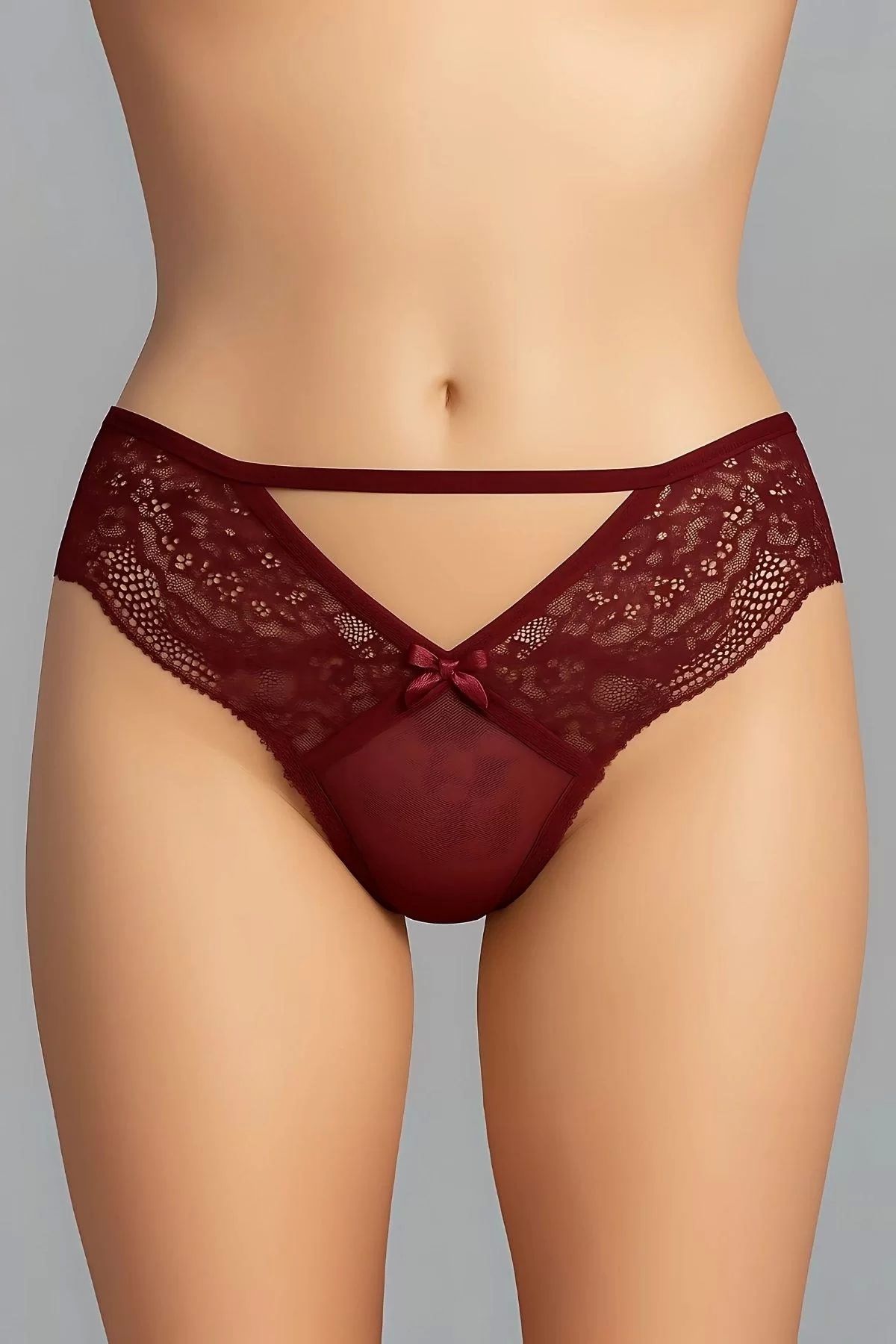 Moon wear H2735 Bikini Ön Yan Bant Orta Açık Arka Tül