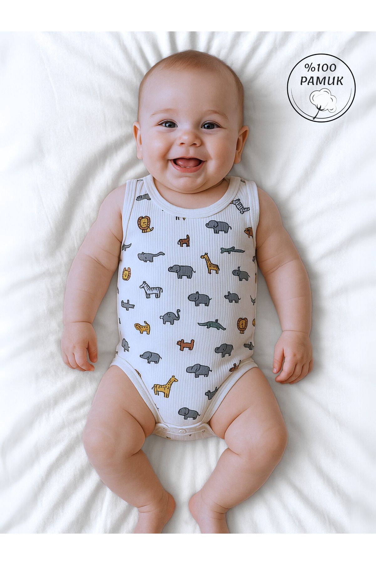 GizaKids %100 Pamuklu Erkek Bebek Çıtçıtlı Body Zıbın