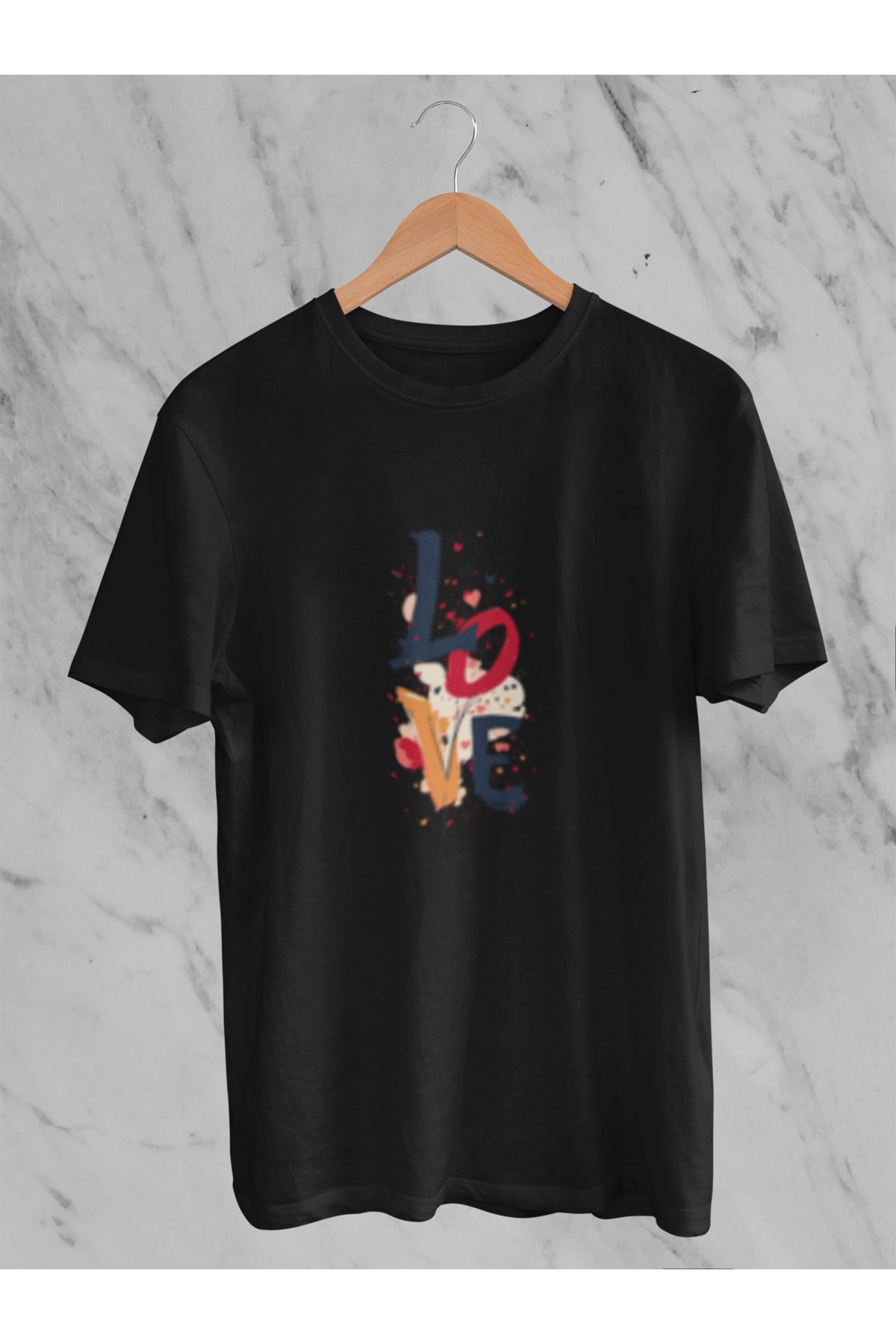 MG LOVE BASKILI KADIN BİSİKLET YAKA PAMUKLU OVERSIZE KALIP KISA KOLLU T-SHIRT