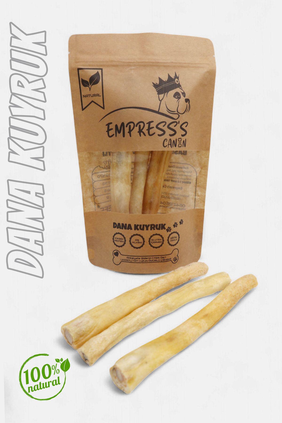 EMPRESS'S CANIN Dana Kuyruk %100 Doğal Köpek Ödül Maması 100gr