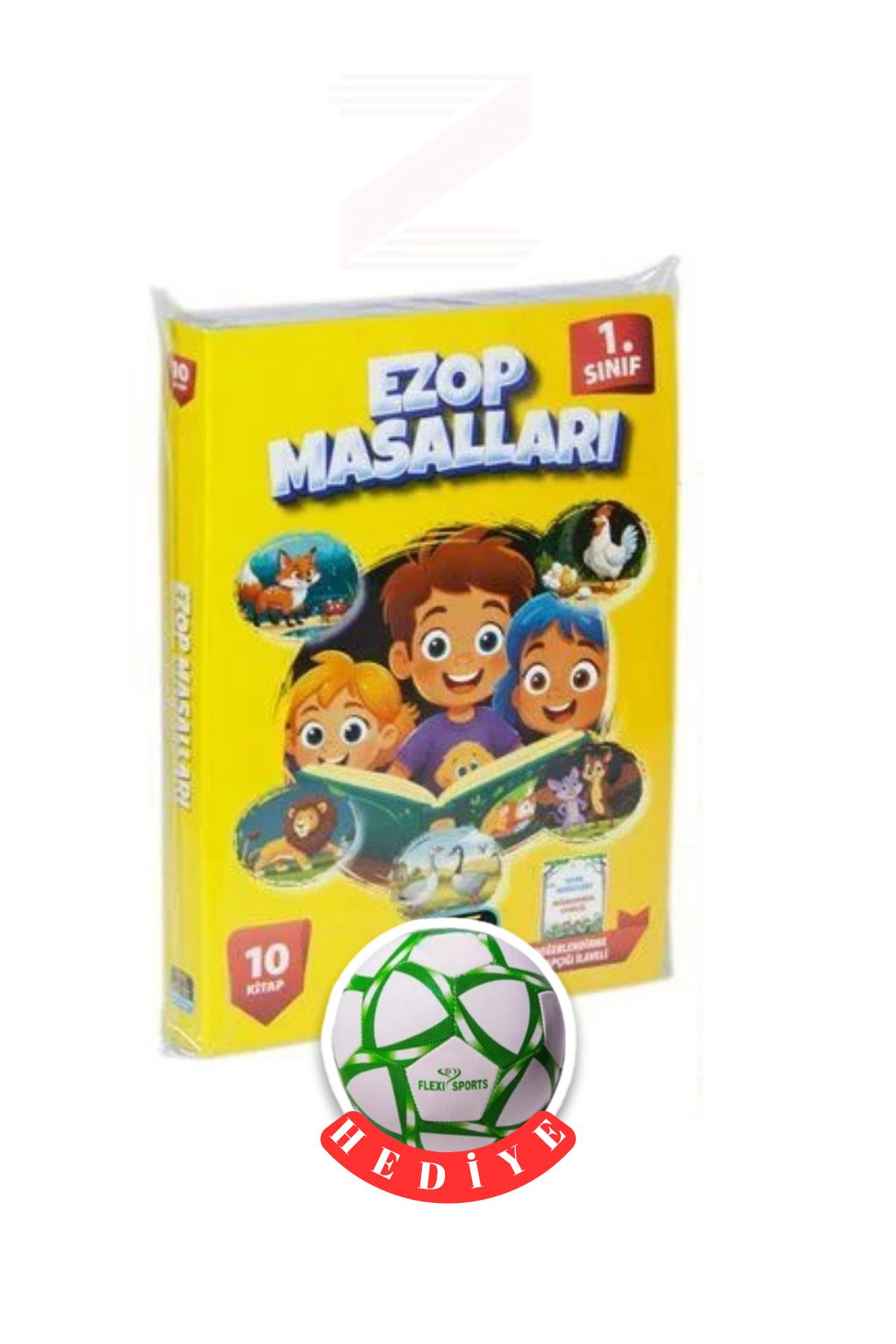 Mercan Okul Yayınları 1.Sınıf Ezop Masalları 10 Kitap+Soru KitapçığI(Futbol Topu Hediye)