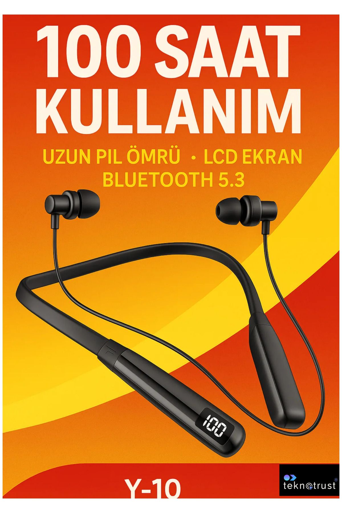 teknotrust KOPYA - 100 Saat Şarjlı Boyuna Takılan Kablosuz Bluetooth Kulaklık Sporcu Samsung Galaxy A31 Uyumlu