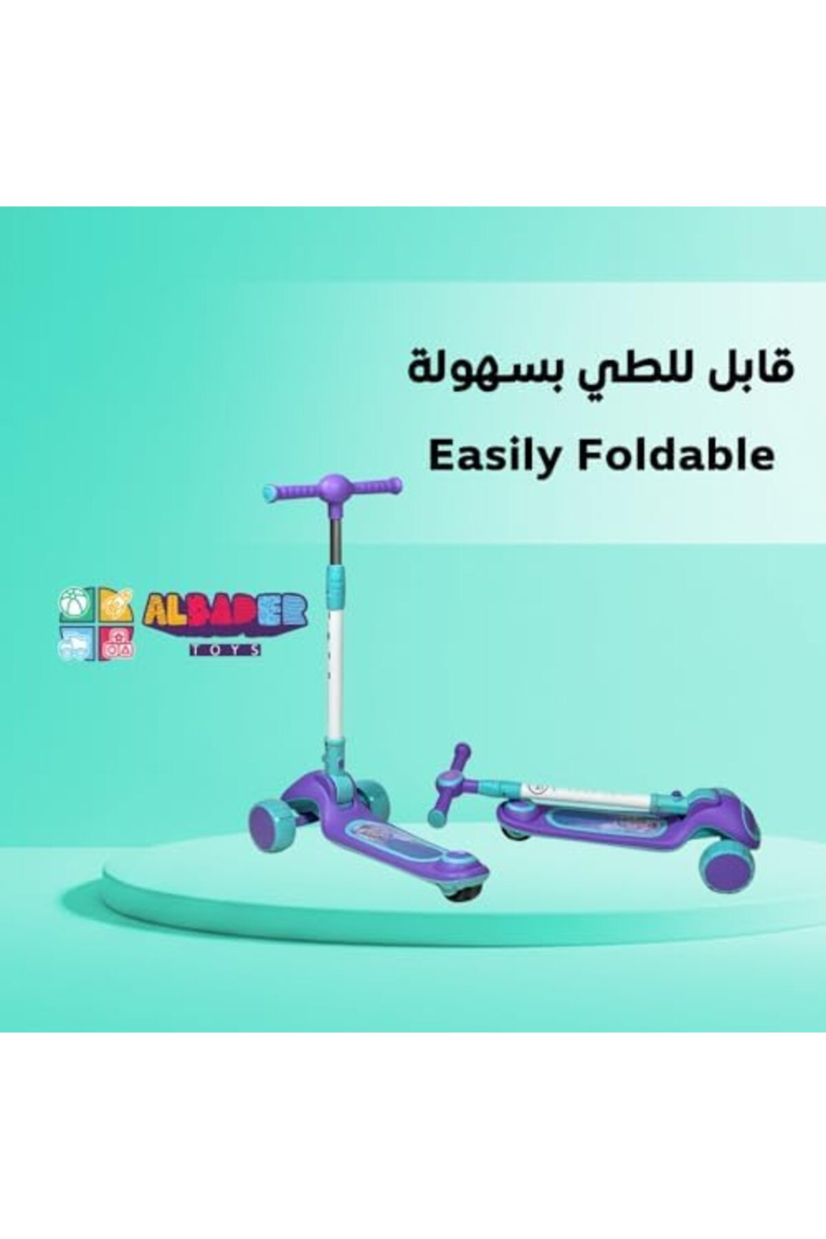 ALBADER-Kick Scooters For , Scooter With 4 , 3 LED Music Lighted Wheels, Push Scooter 6