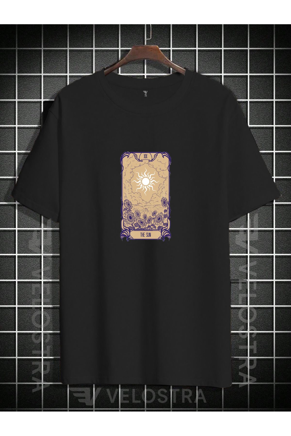Velostra Unisex Tarot Kartı The Sun Baskılı Oversize T-shirt