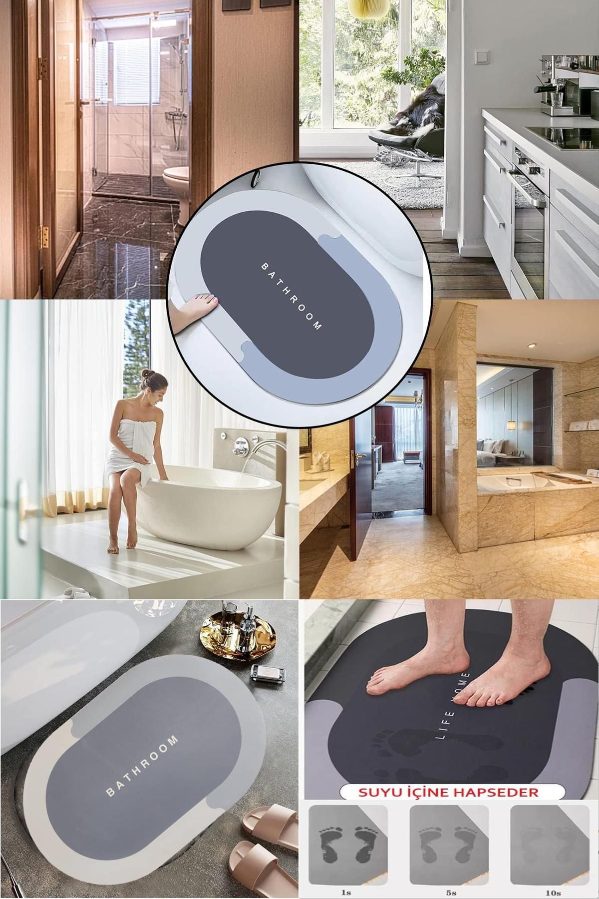 Midday 🚿 Kaymaz Tabanlı Su Emen Banyo Paspası – Hızlı Kurur, İz Bırakmaz, Maksimum Güvenlik ve Konfor
