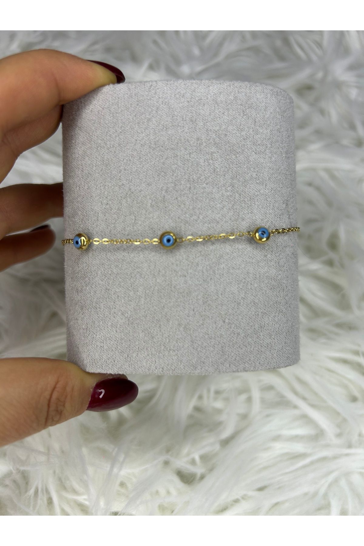 stainles steel ÇELİK GOLD NAZAR BONCUKLU ZARİF BİLEKLİK