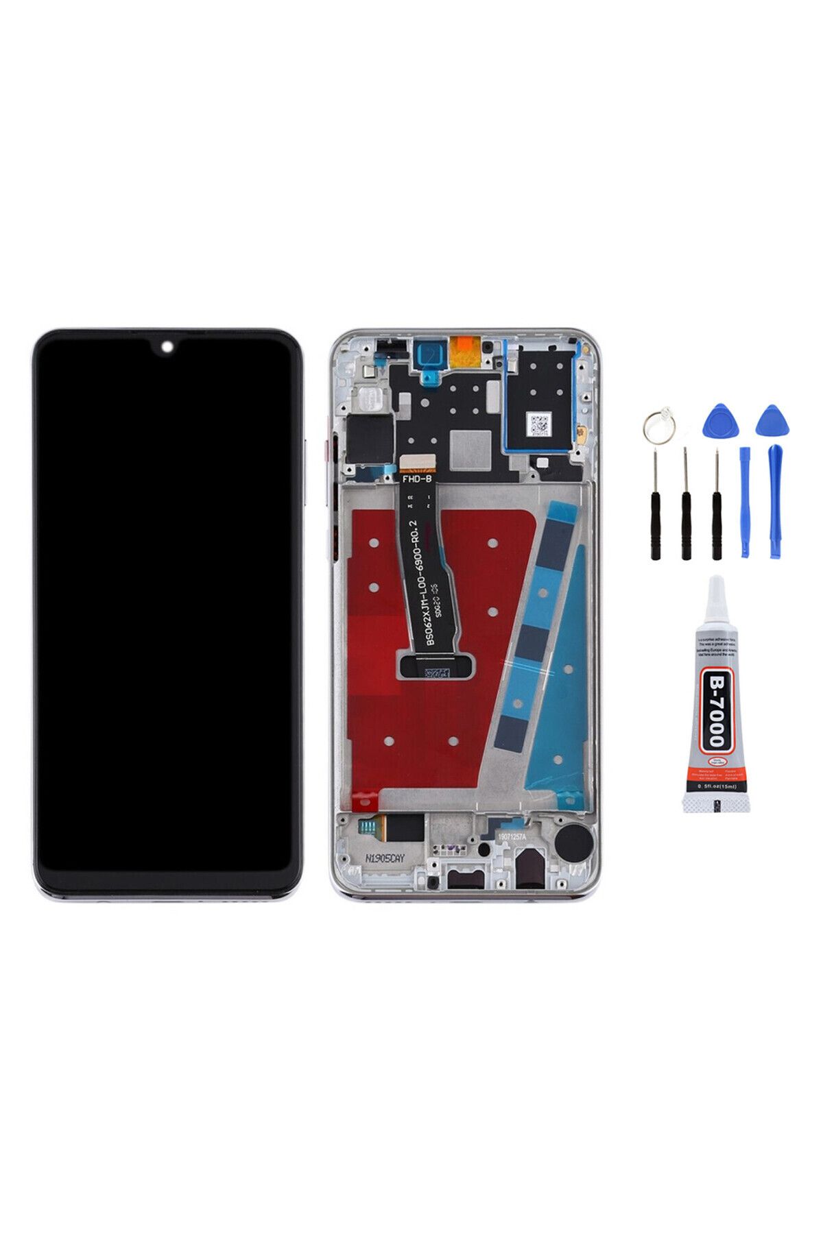 TamirCep Huawei P40 Lite Uyumlu Çıtalı Beyaz Ekran Lcd Dokunmatik Beraber