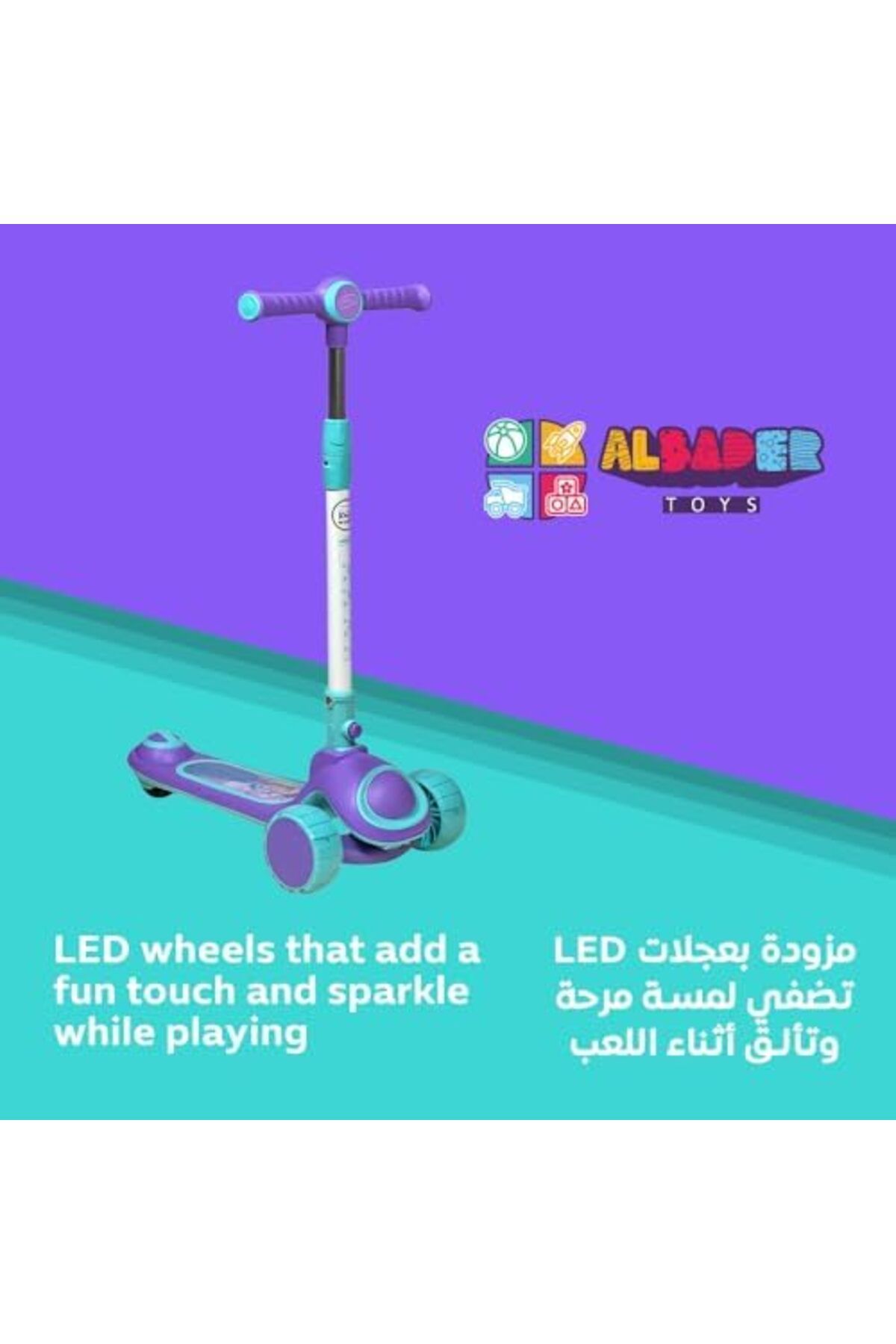 ALBADER-Kick Scooters For , Scooter With 4 , 3 LED Music Lighted Wheels, Push Scooter 3