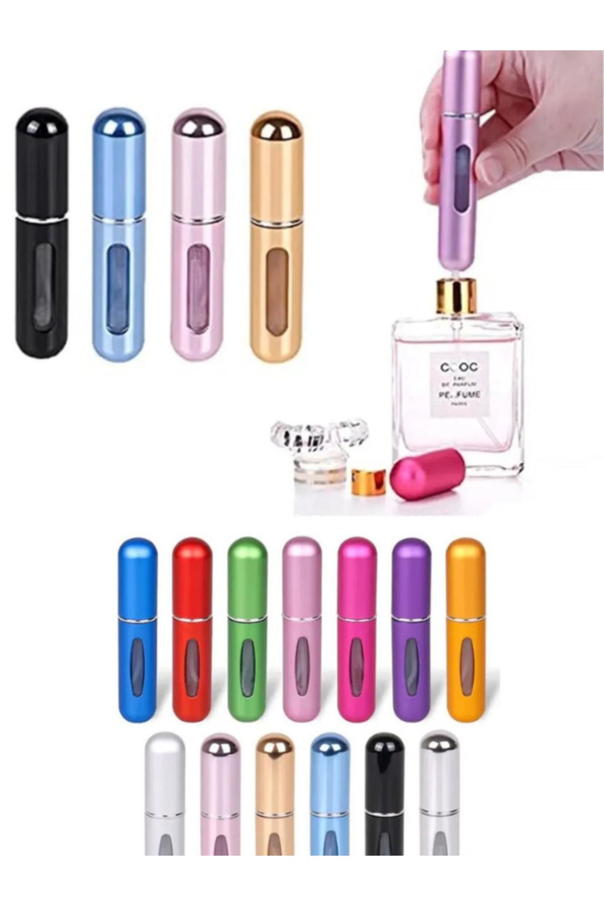 Mikasso 3 Adet Taşınabilir Mini Doldurmalı Parfüm Şisesi Cep Parfümü Seyahat Tipi Çanta Içi 5ml 3'lü