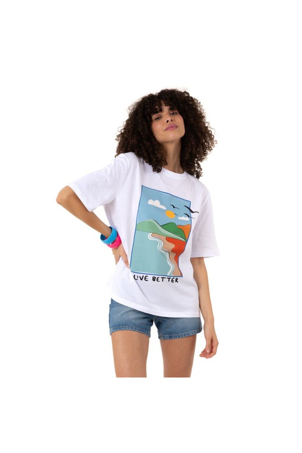 POG'S Live Overisize Beyaz T-Shirt
