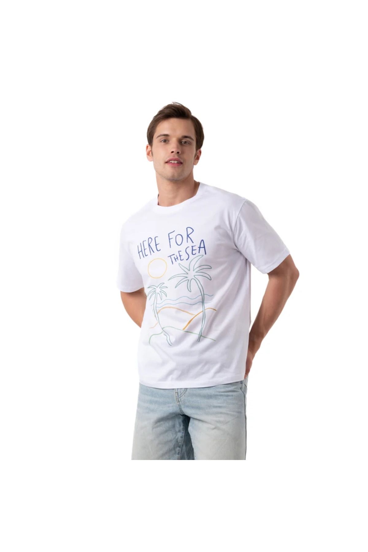 POG'S The Sea Overisize Beyaz T-Shirt