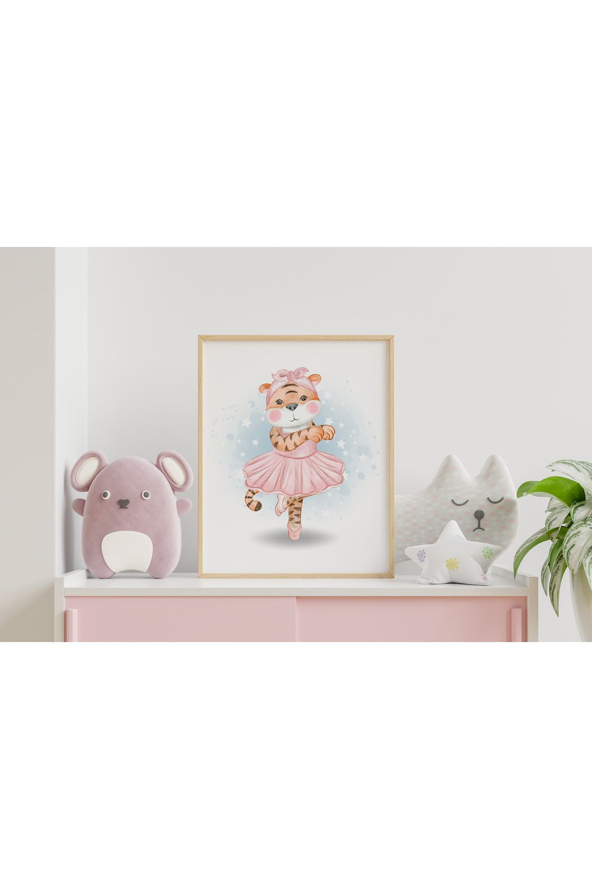 Home Balerin Kaplan Çerçeveli Çocuk ve Bebek Odası Tablosu