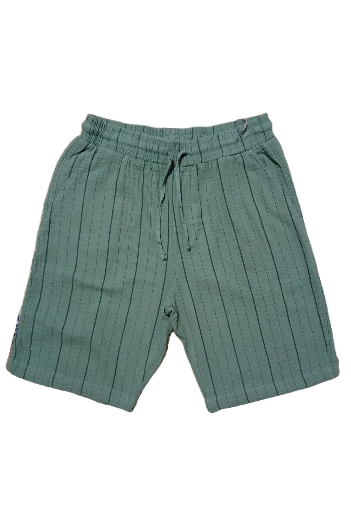 BUTİK ERCANBEBE %100 PAMUKLU ÇİFT İPLİK ÇİZGİLİ MÜSLİN PANTALON(HAKİ)