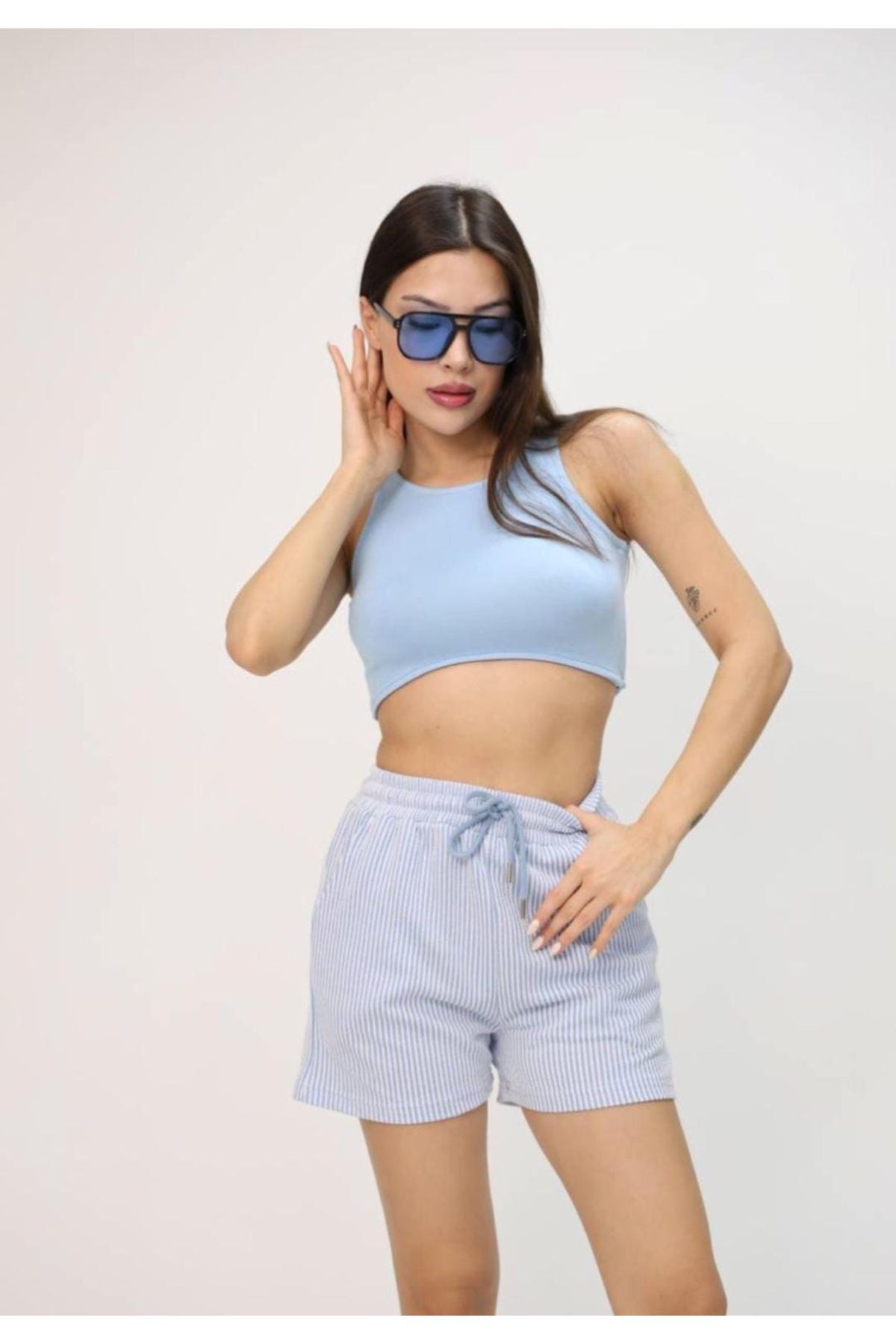 VOGUEMET Kadın Su Yolu Desenli Şort | Cepli | Rahat Kalıp | Yazlık Renkli Model (S-M-L-XL)