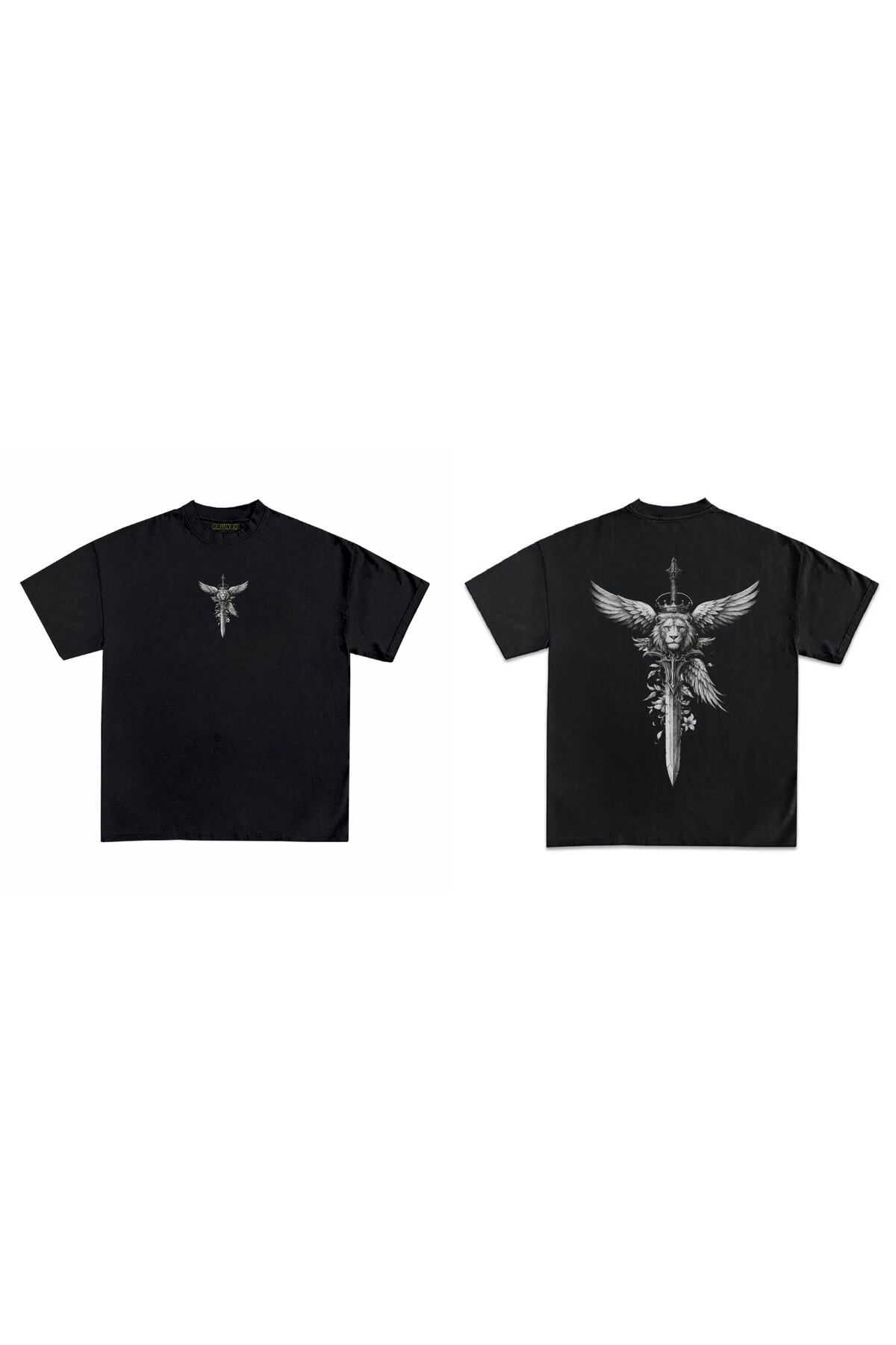 RawNox Unisex Bol Kalıp RawNox Özel Koleksiyon Knife Leon Baskılı Tshirt