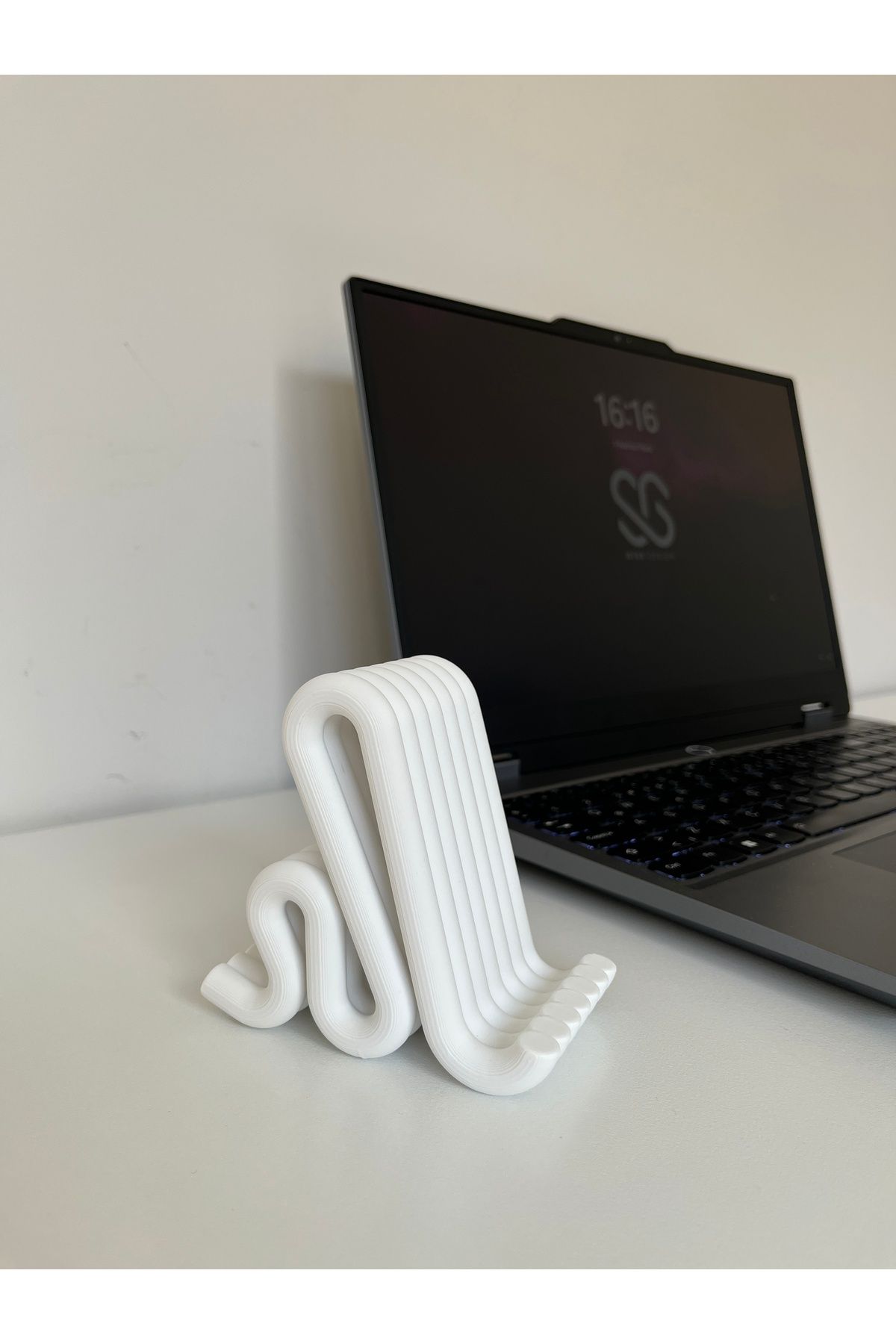 GSK Ripple Telefon ve Tablet Standı - Beyaz | Ofis Masaüstü Telefon Standı
