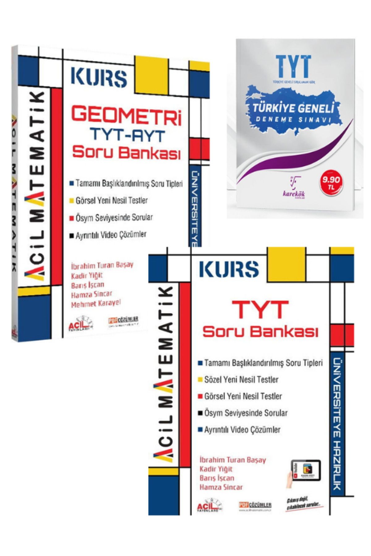 Acil Yayınları Acil Matematik TYT AYT Geometri ve TYT Matematik KURS Soru Bankası Seti