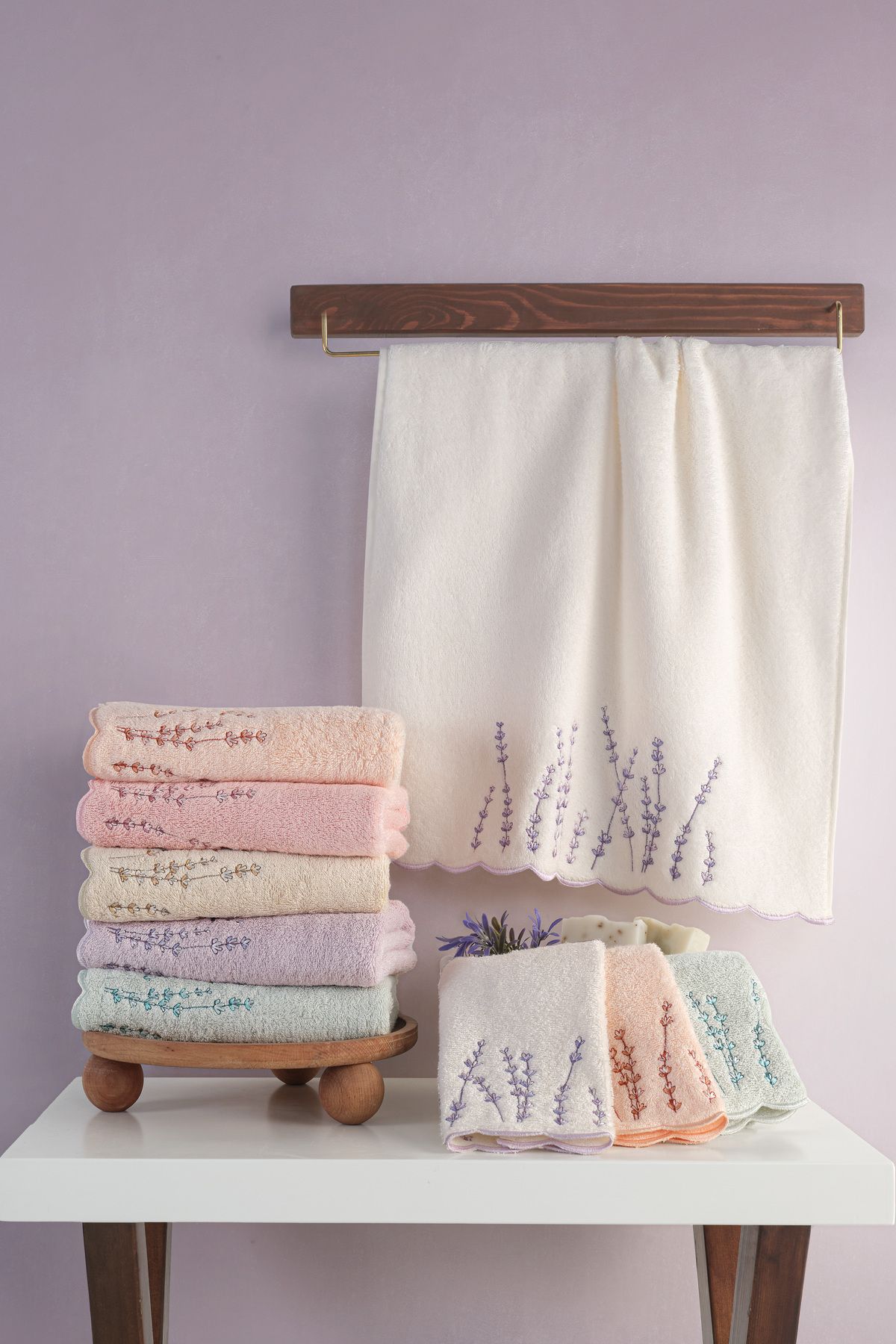 MARİBOR Silvana - %70 Bambu / %30 Pamuk Nakışlı El Havlusu - 6'lı Set 50x90