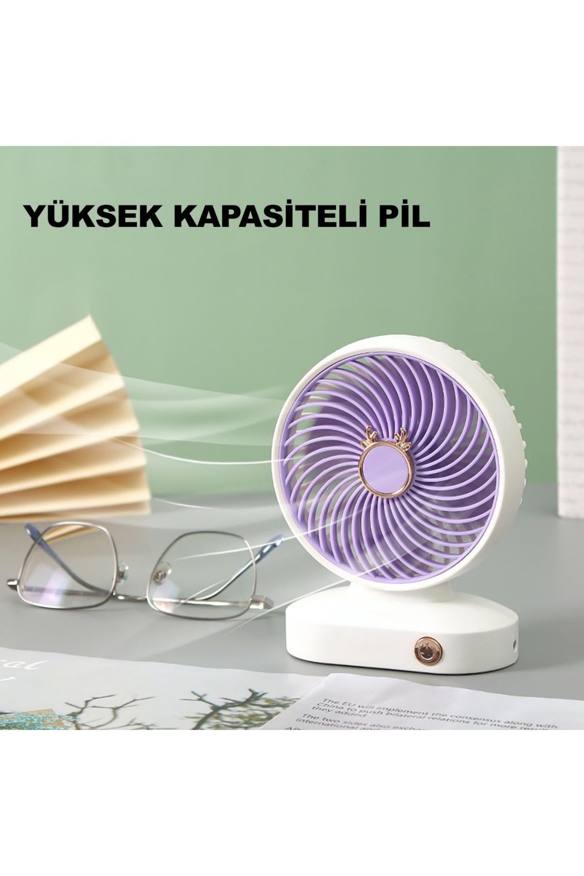 Fırsat7 Güçlü Serinletici Taşınabilir Şarjlı Masa Üstü Sessiz 2 Kademeli Fan Soğutucu Mini Vantilatör Fan