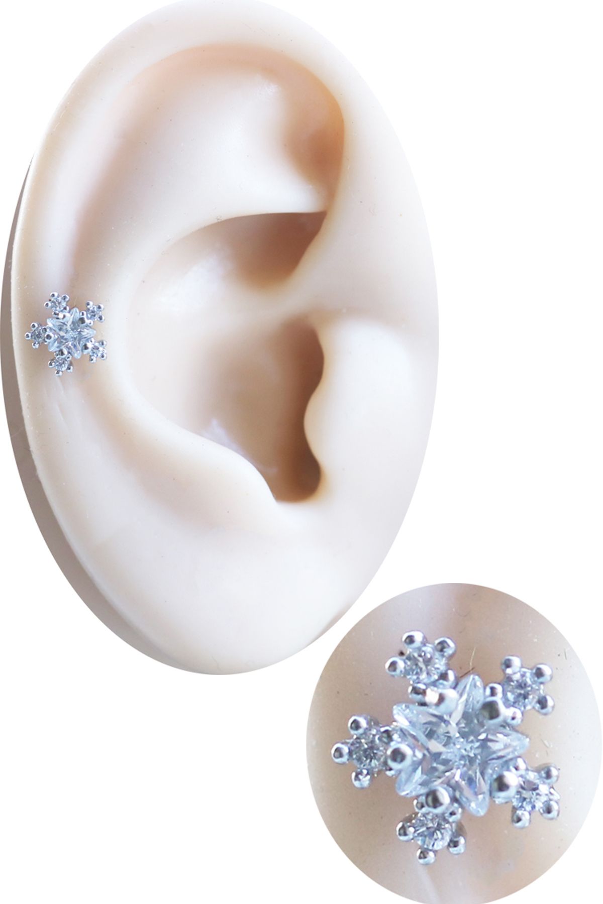 Cadının Dükkanı Zirkon Taşlı Yıldız Tragus-Helix-Kıkırdak Piercing