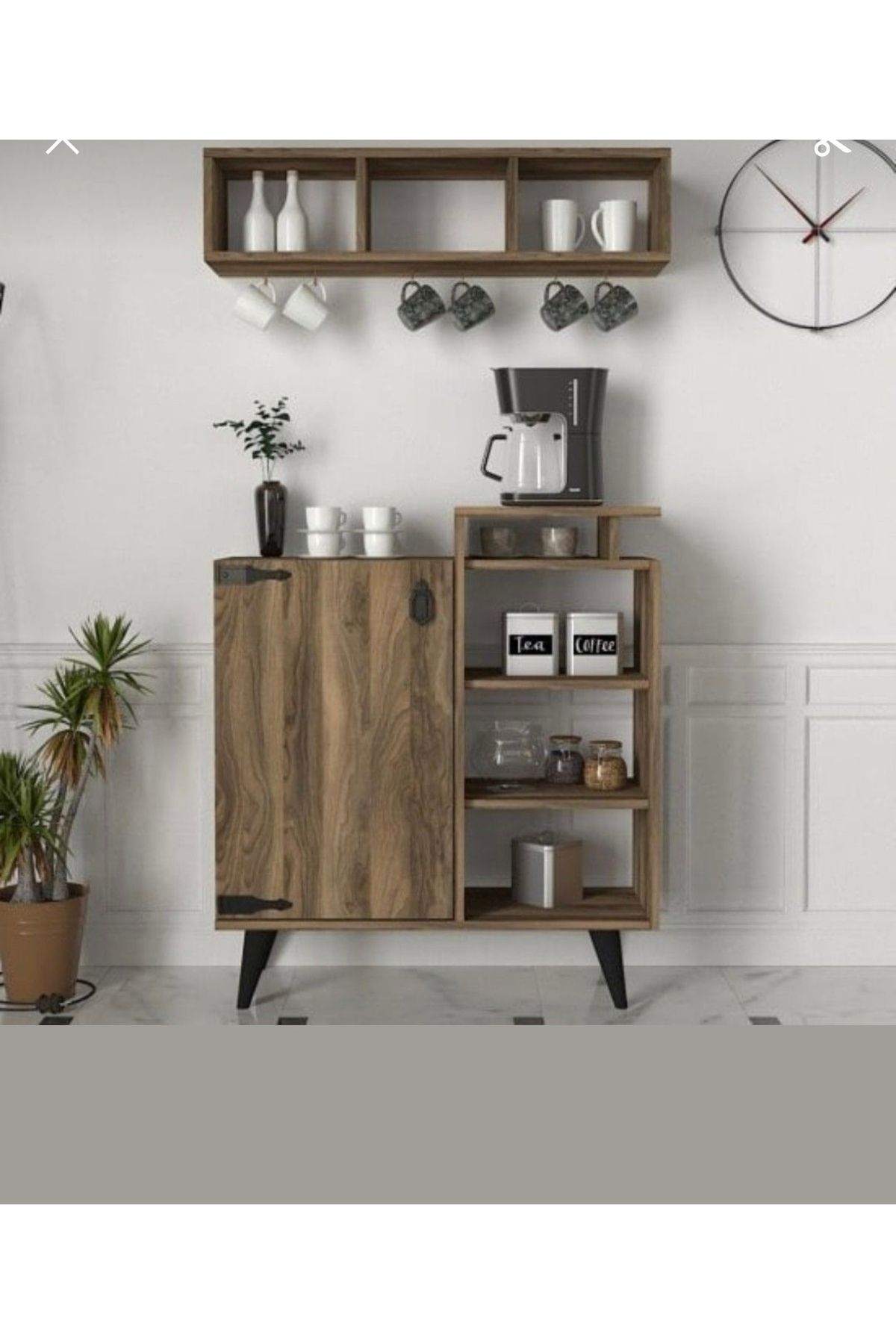 Home ByWood Modern Modüler Kahve Köşesi – Çok Amaçlı Raflı Mini Bar Ünitesi