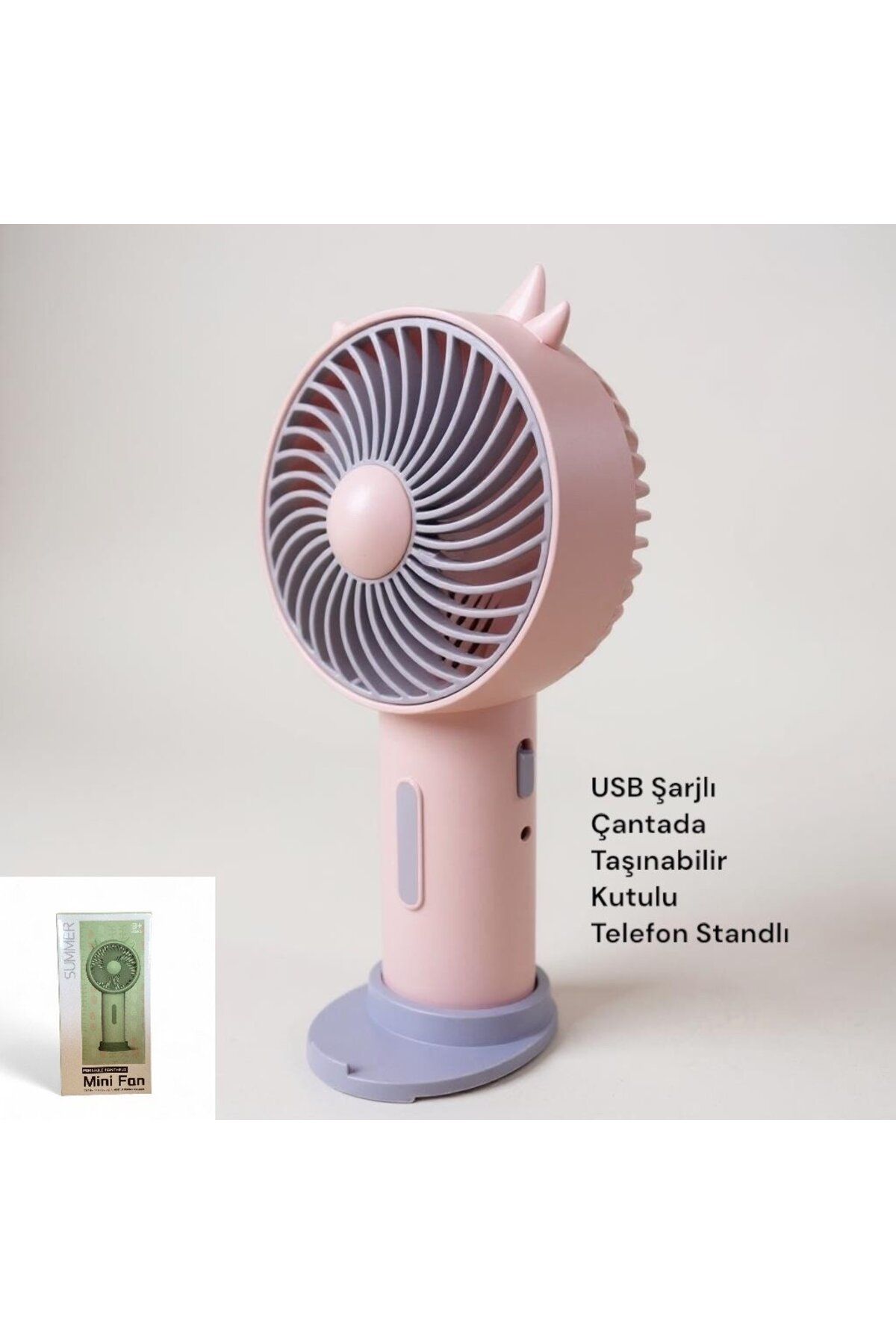 Brokoli Home Summer USB Şarjlı El Fanı I Mini Taşınabilir Fan I Yaz Serinleticisi I Vantilatör I Telefon Standlı