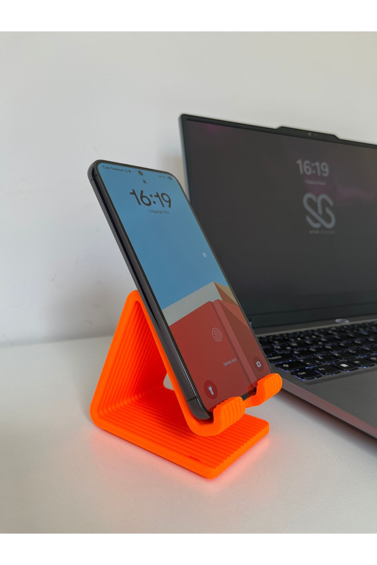 GSK Bubble Telefon ve Tablet Standı - Turuncu | Ofis Masaüstü Telefon Standı